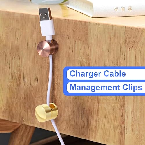 Miniatura 52 de 3 juegos de soportes de cargador para cables, soportes de anclaje de cable ajustables plateados, clips de cable de metal adhesivos, organizadores de