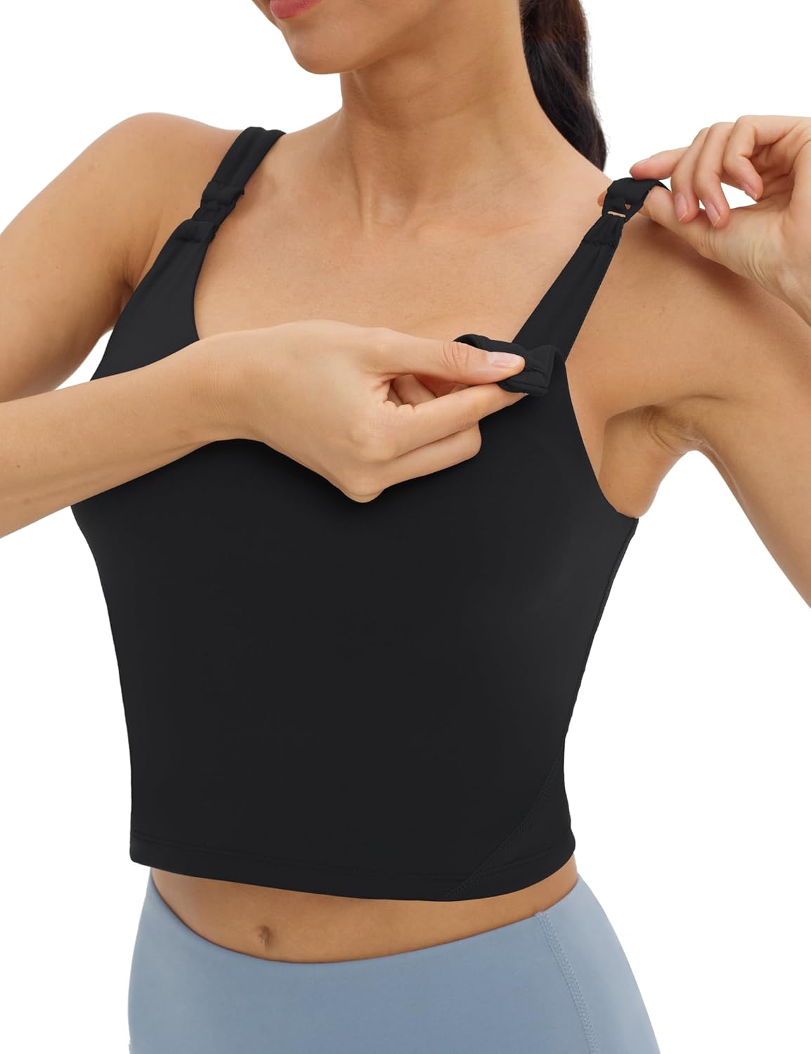 Foucome Womens Nursing Bras for Breastfeeding Maternity Tank Tops Crop Top with Built in Bra Longline Workout Sports Bra