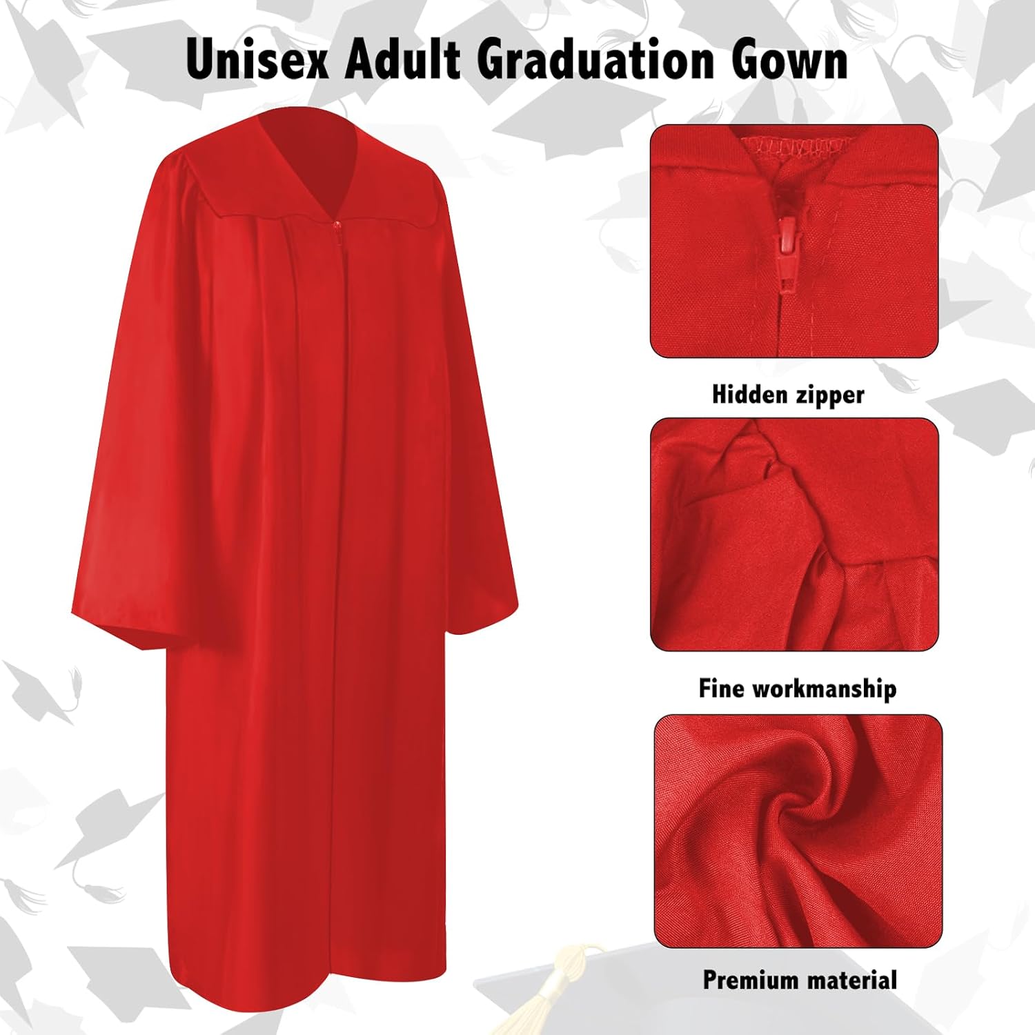 Matte Graduation Cap and Gown 2026 Set with Tassel Graduation for High School College Bachelor
