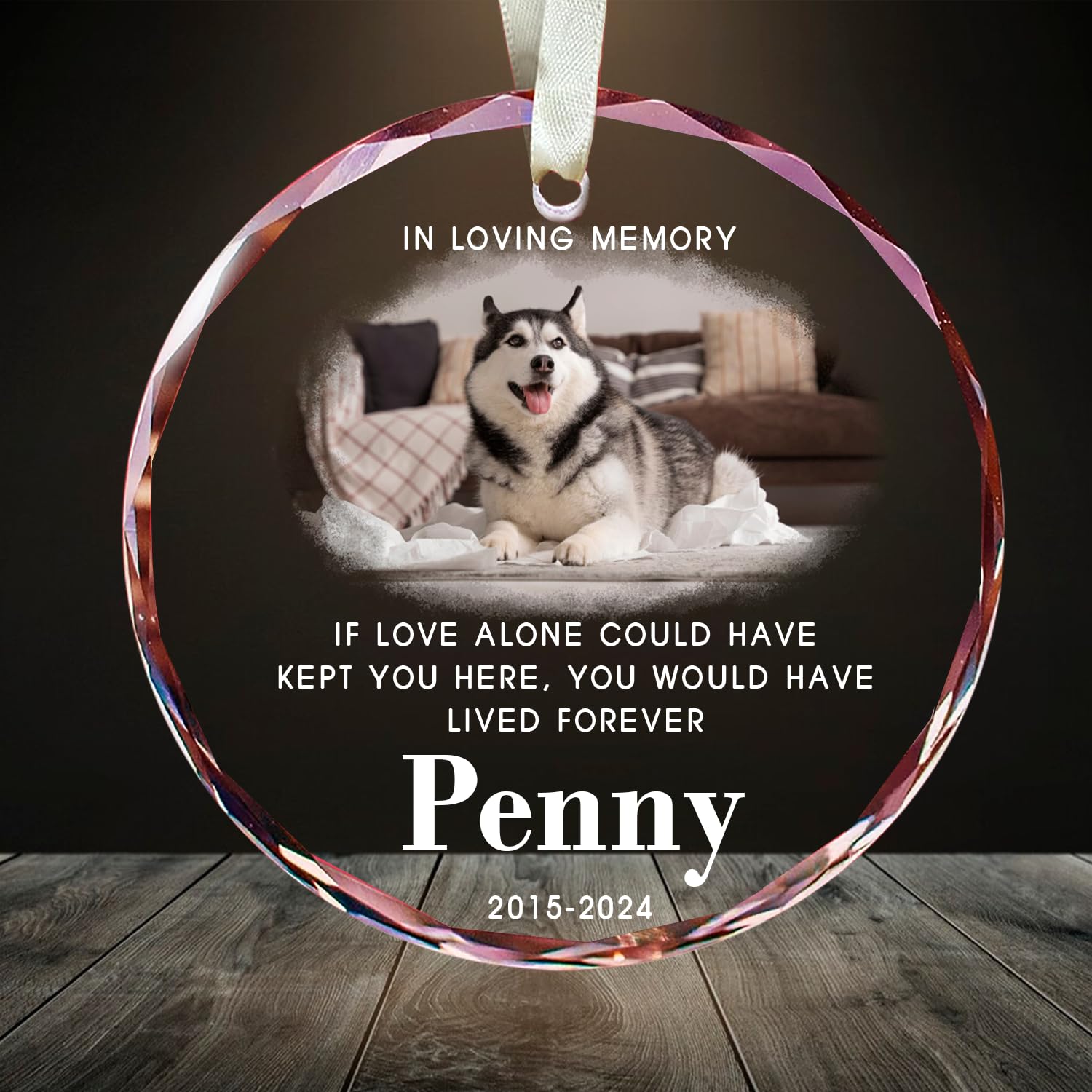 Personalized Pet's Photo Memorial Crystal Ornament - 2024 Custom Dog 1st Glass Ornaments, Puppy Loss Gifts, Cat Dog Lovers Sympathy Gift, Fur Mom Dad Memory, Pet Remembrance Keepsake Christmas Tree