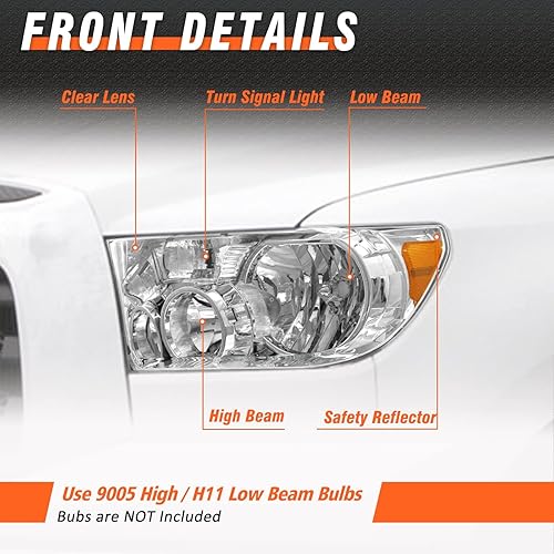 Miniatura 3 de Conjunto de faros delanteros Toyota Tundra 2007-2013 (sin modelos de nivelación de faros)Faro delantero Toyota Sequoia 2008-2017 (12-14 modelos sin