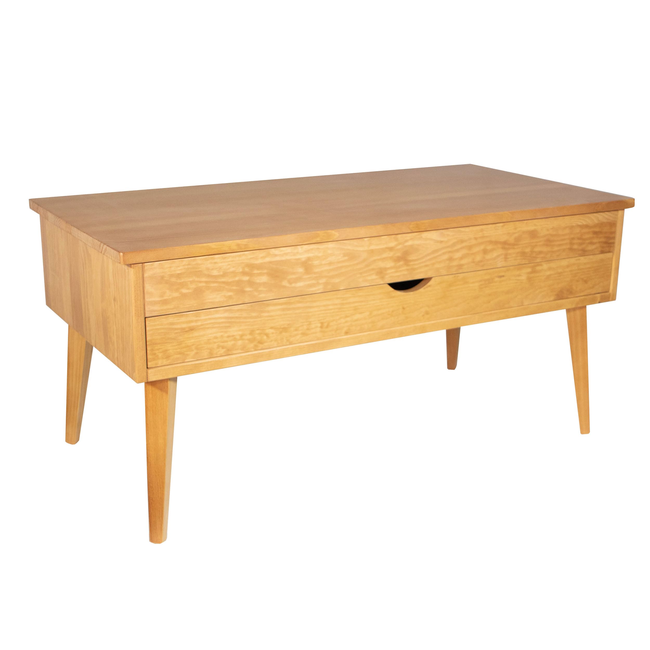 LoMasCasa - Mesa de Salon de Centro Colección Sonka Elevable con Cajón Deslizante de Madera Natural Maciza Disponible en Color Madera de Cerezo con Pata Conica - 100x50x48 cm