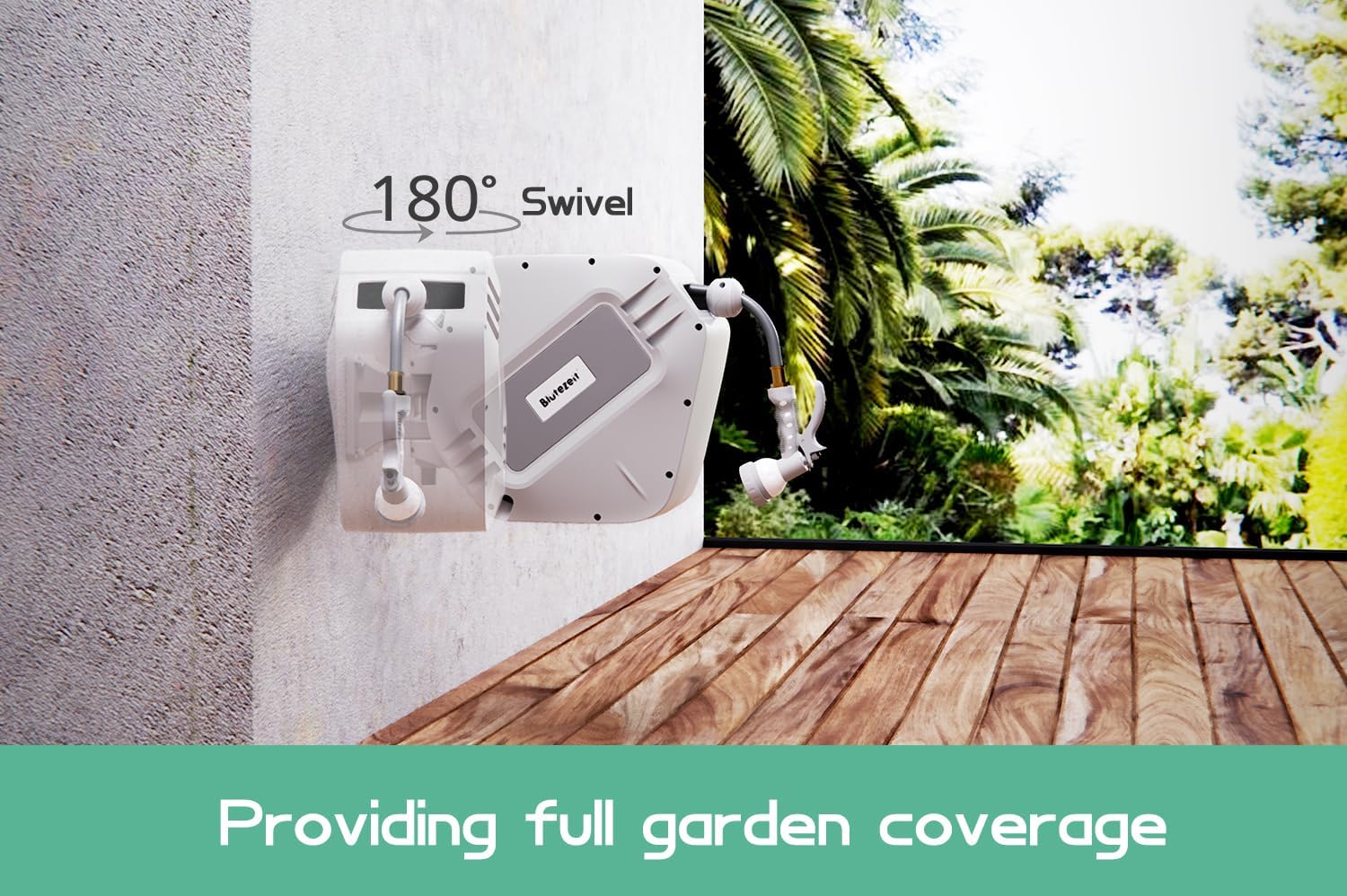 Blütezeit Retractable Garden Hose Reel Wall-Mount Heavy Duty