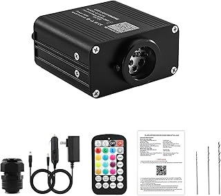 16W Compact Size Fiber Optic Light Box for Starlight Headliner, Twinkle & Music Mode, Control by Bluetooth App/RF Remote Control, Car Plug & Power Adapter, PG Connector & 3 Drill Bits