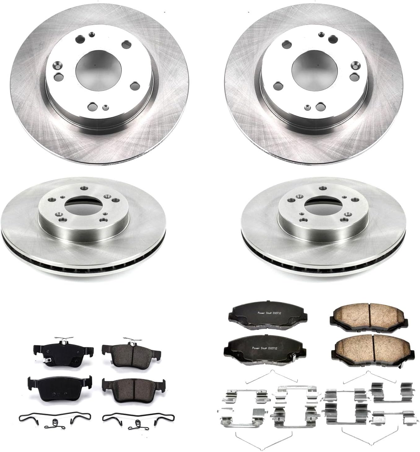 PowerStop Front and Rear Brake Kit For Honda Civic 2016-21 - Disc Rotors & Ceramic Brake Pads Replacement, KOE7574