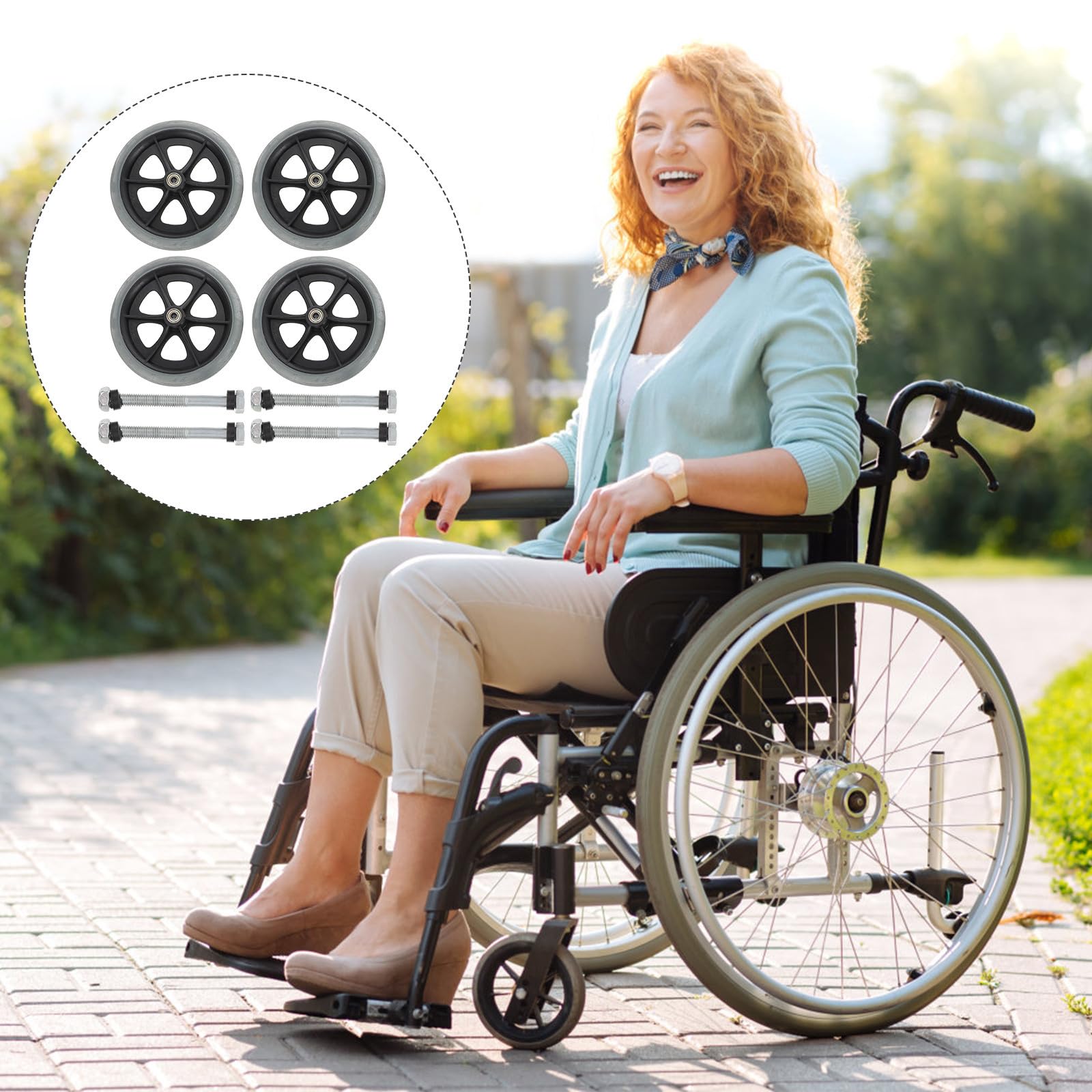 BESPORTBLE Rueda Delantera ABS PVC Acero Repuesto, para Silla de Ruedas