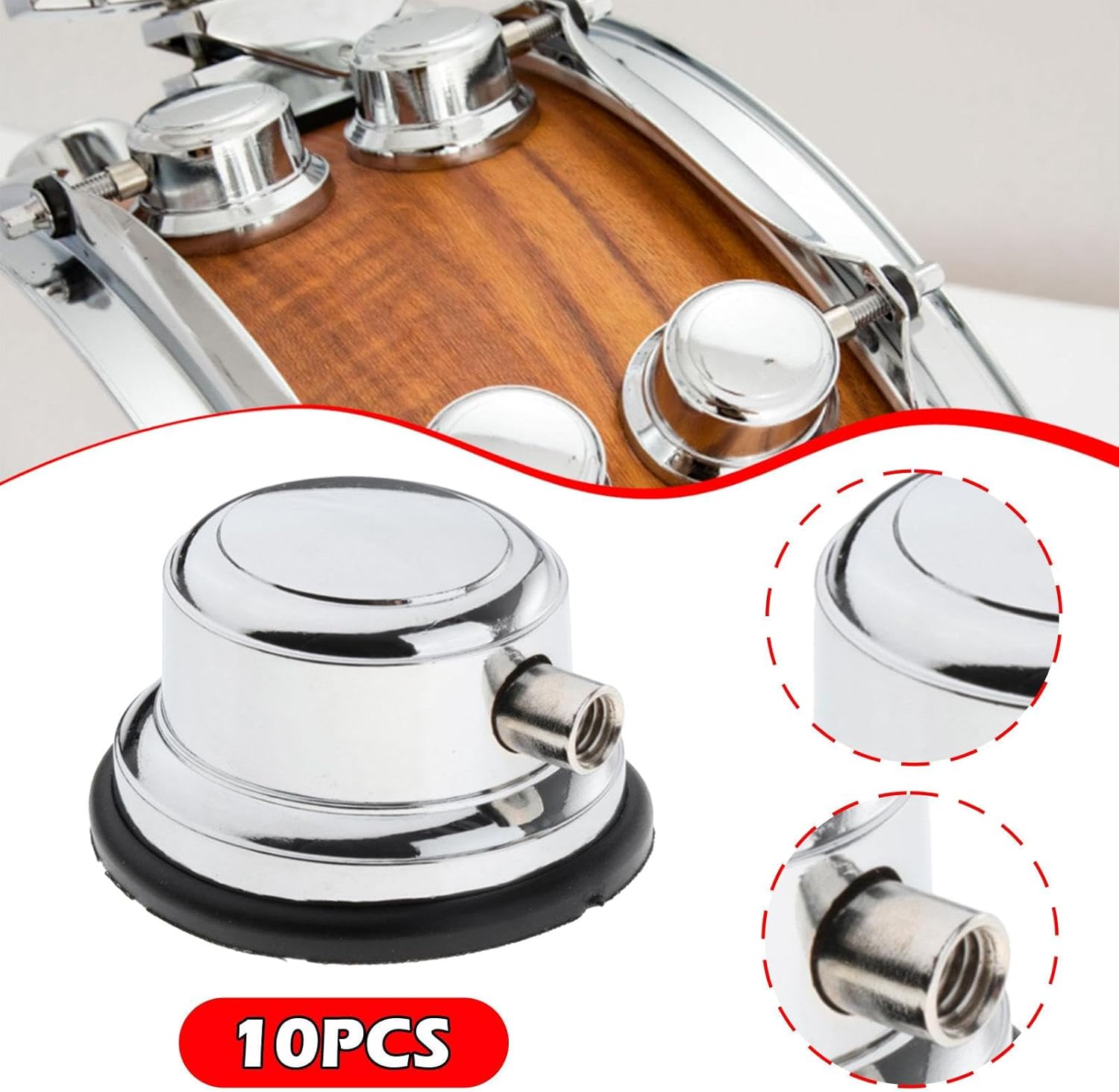 Colaxi 10 Pcs Metal Snare Drum Lugs with Skin Pads, Easy Installation & Lightweight Drums Ears, Single End Lugs Snare Drum Lugs, Percussion Parts Drum Set Hardware Accessory for Drummers