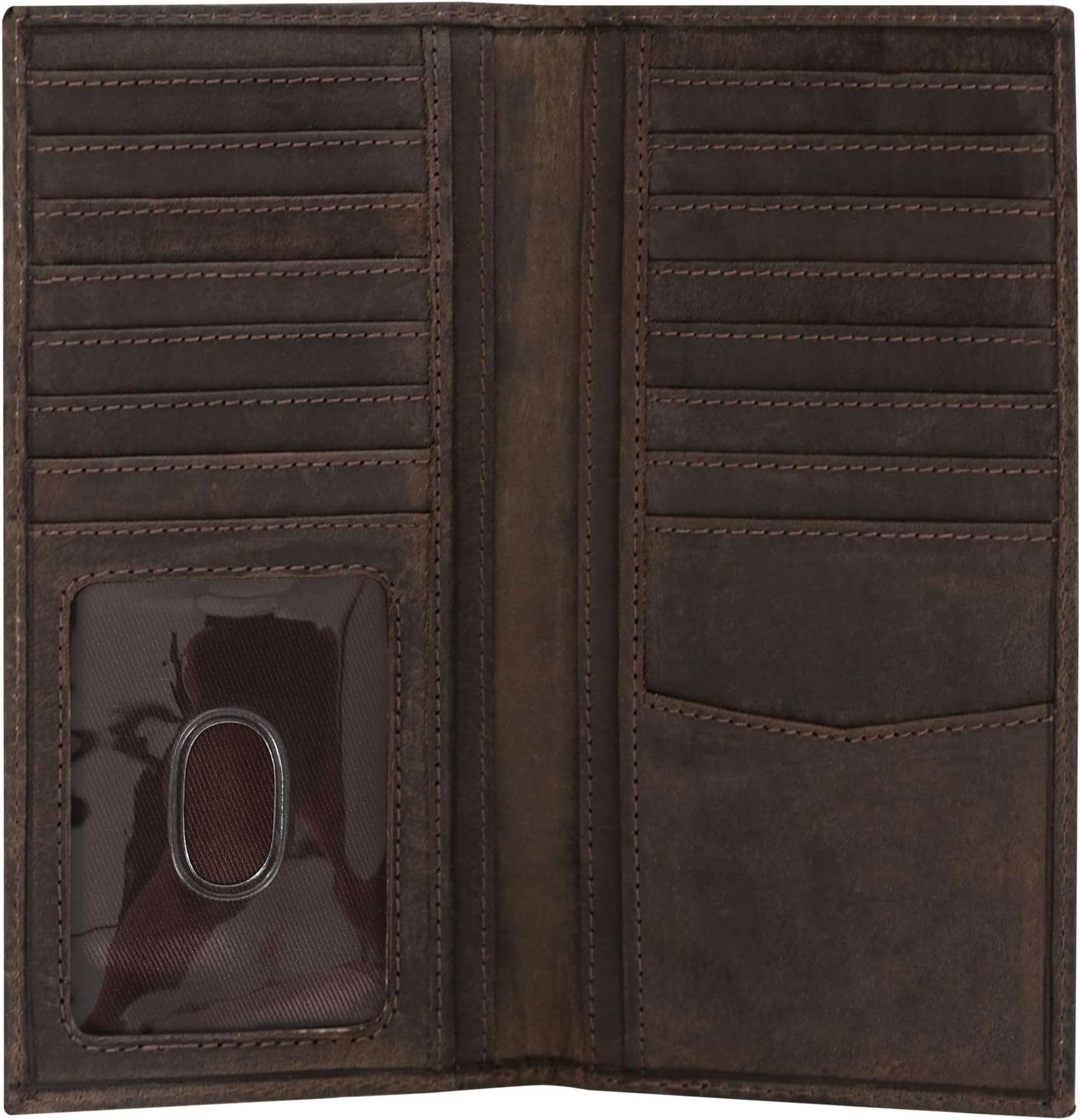 Men's Genuine Leather Long Wallet - RFID Blocking Rodeo Checkbook Wallet | Slim Western Bifold Wallet with 16 Card Slots, ID Window | Top Grain Leather Cowboy Wallet
