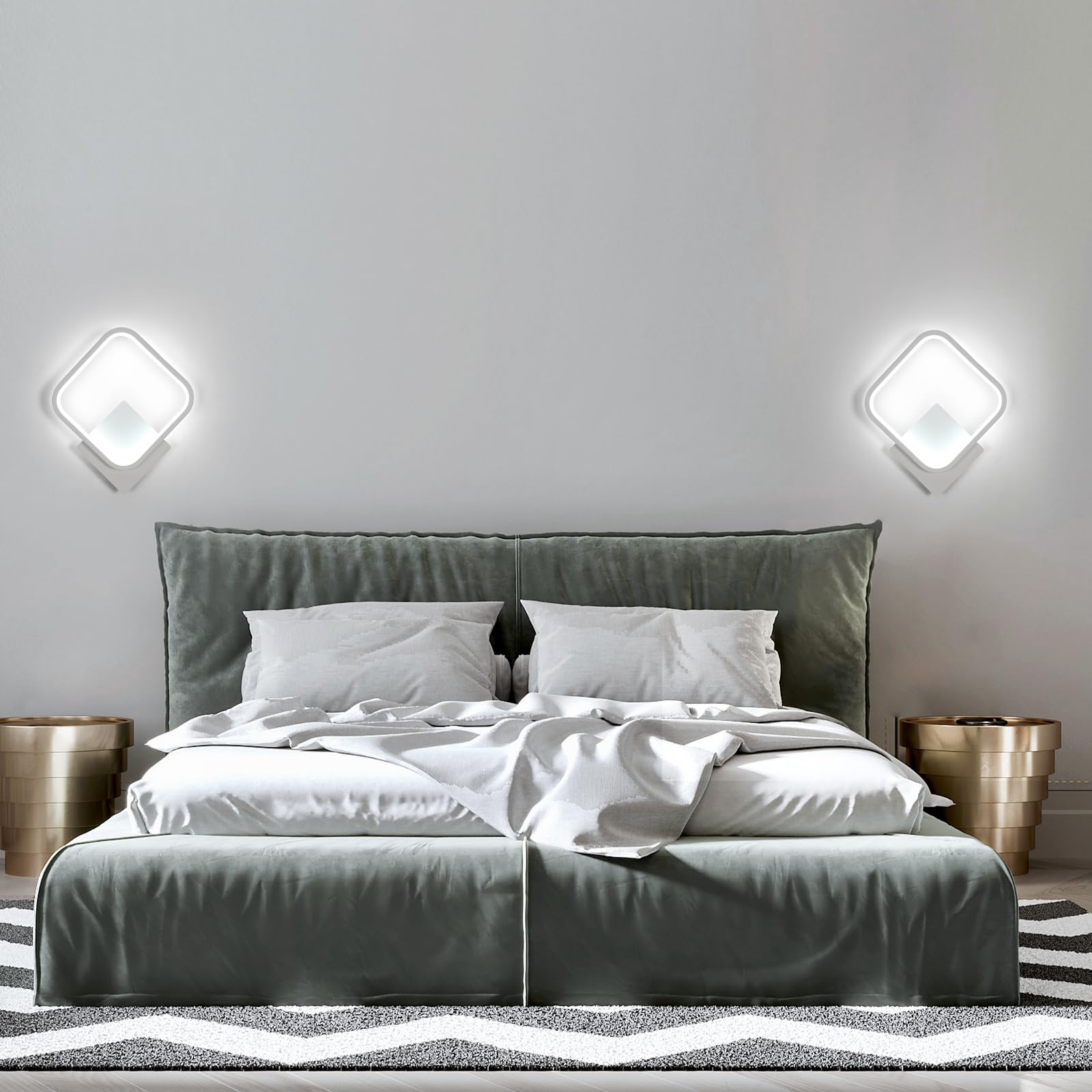Osairous Applique LED da Parete Interno, 17W 1912LM Lampada da Parete Moderno Quadrato in Alluminio, Lampade da Muro per Camera da Letto, Soggiorno, Corridoio, Scale, Bianco Freddo 6500K, Bianca