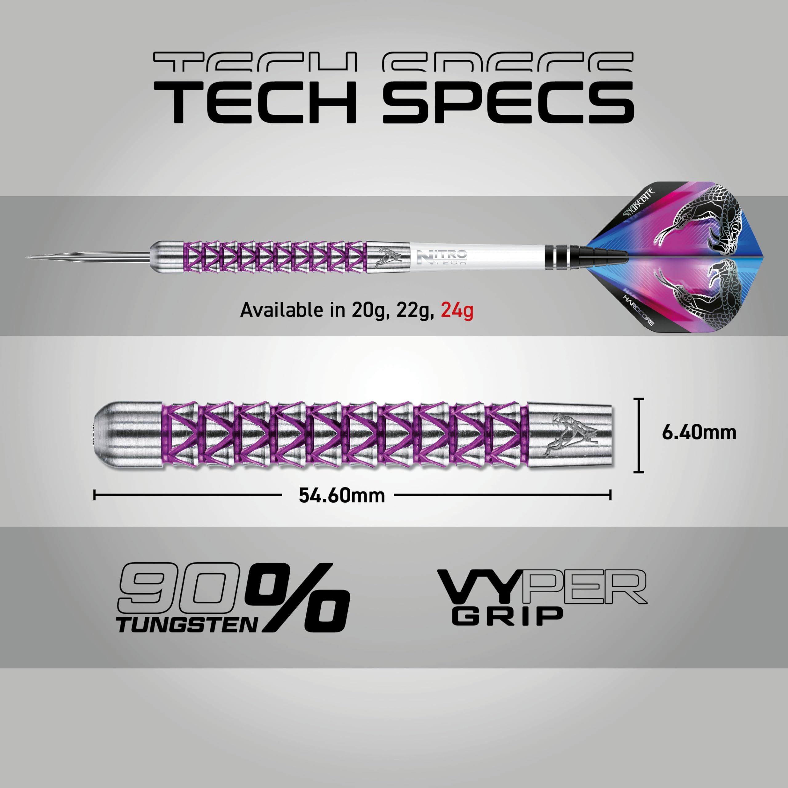 RED DRAGON Peter Wright Snakebite Vyper: 24g Tungsten Darts Set