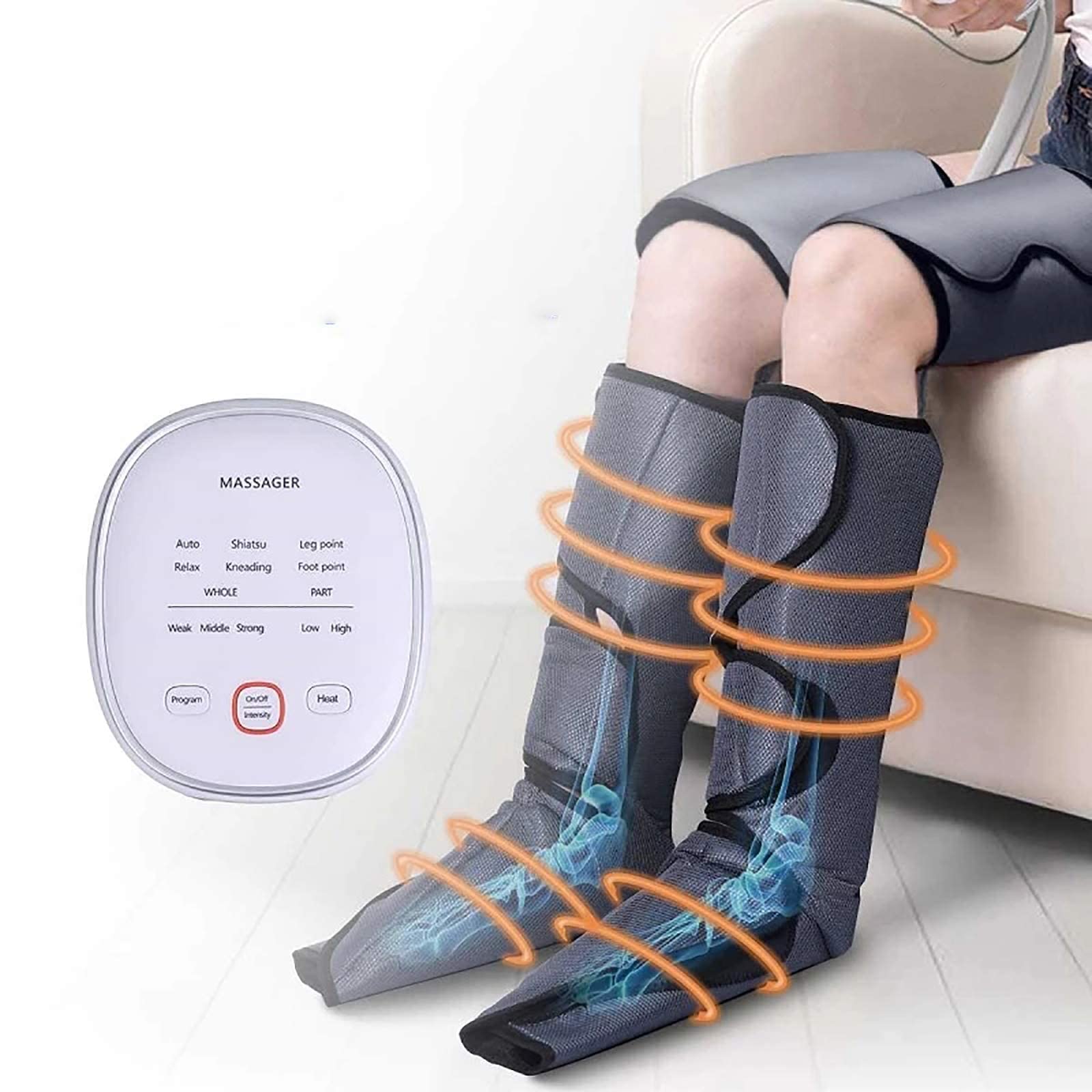 KLEANE Leg Massager with Heat and Compression, Foot and Leg Massager with Handheld Controller for Circulation and Pain Relief, Muscle Relaxation, Gifts for Men Women and Elder (Large)