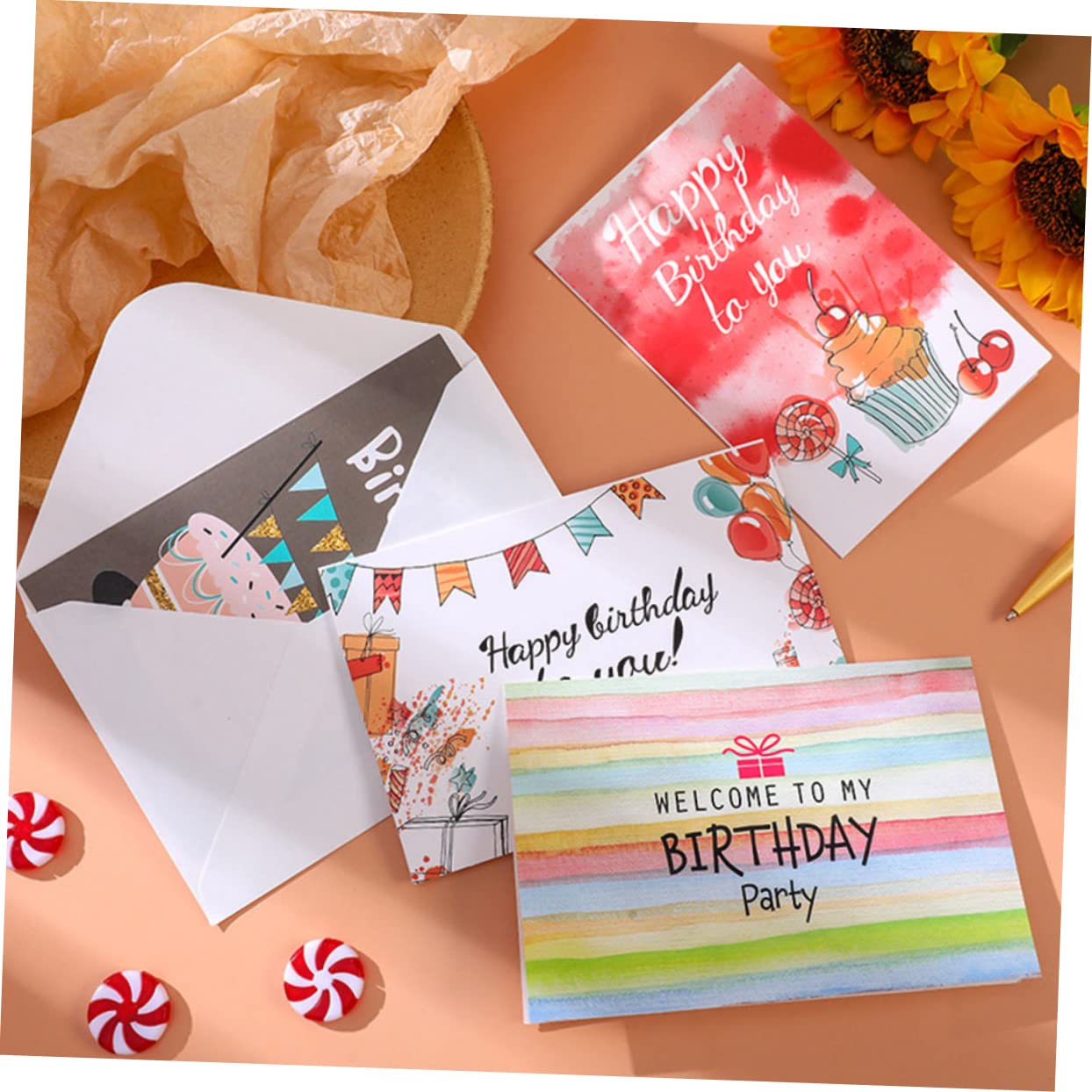 36 Biglietti di Auguri Compleanno in Carta, Cartoline Pieghevoli per Adulti e Bambini, per Feste di Compleanno e Fai da Te
