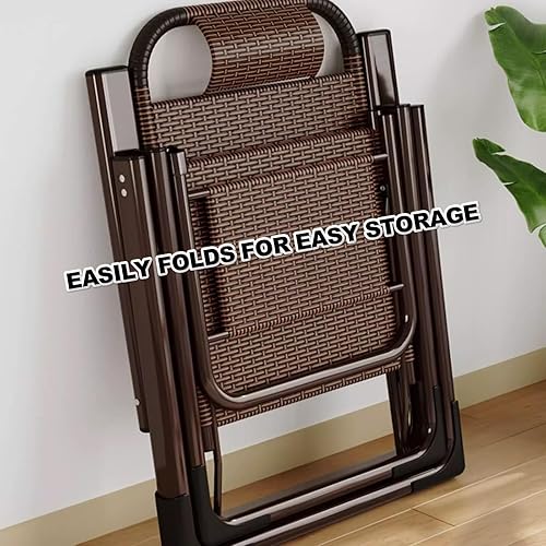 Miniatura 5 de DSEWTEZXI Silla reclinable portátil de ratán con respaldo alto para exteriores, silla reclinable de gran tamaño para patio, silla reclinable
