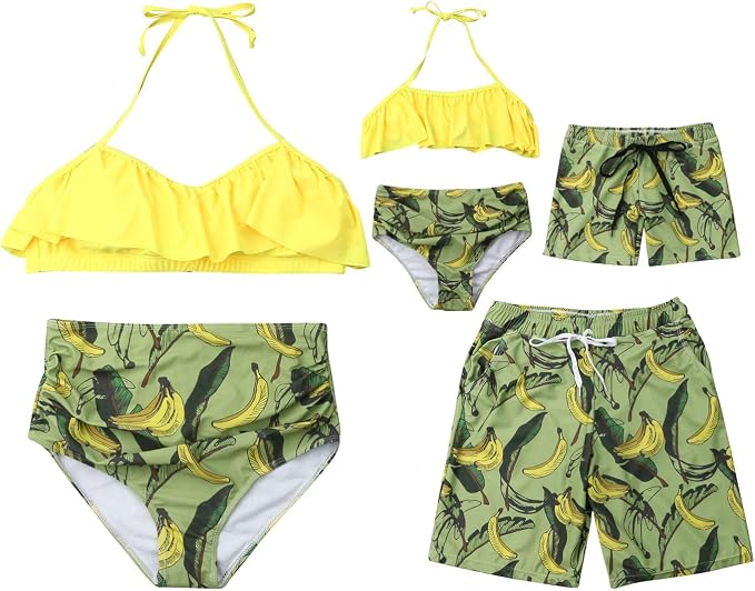 Familia a juego banano impresión traje de baño parejas hermanos a juego de  estampado de hojas tropicales traje de baño ropa de playa, Cuello halter,  Niña : Ropa, Zapatos y Joyería - Amazon.com