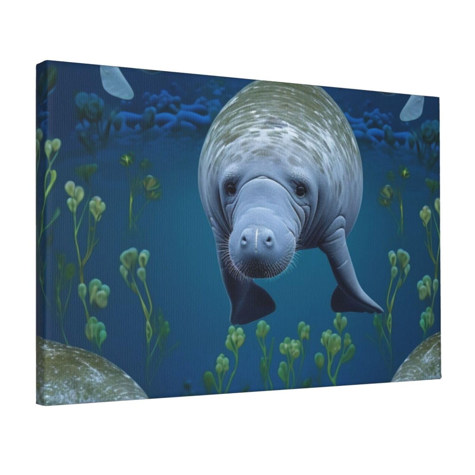 YKLJG Animals Cartoon Printed Wall Art Canvas Prints 45x30 CM Wooden Framed Picture Painting Artwork for Bedroom Kitchen Home Office Decor