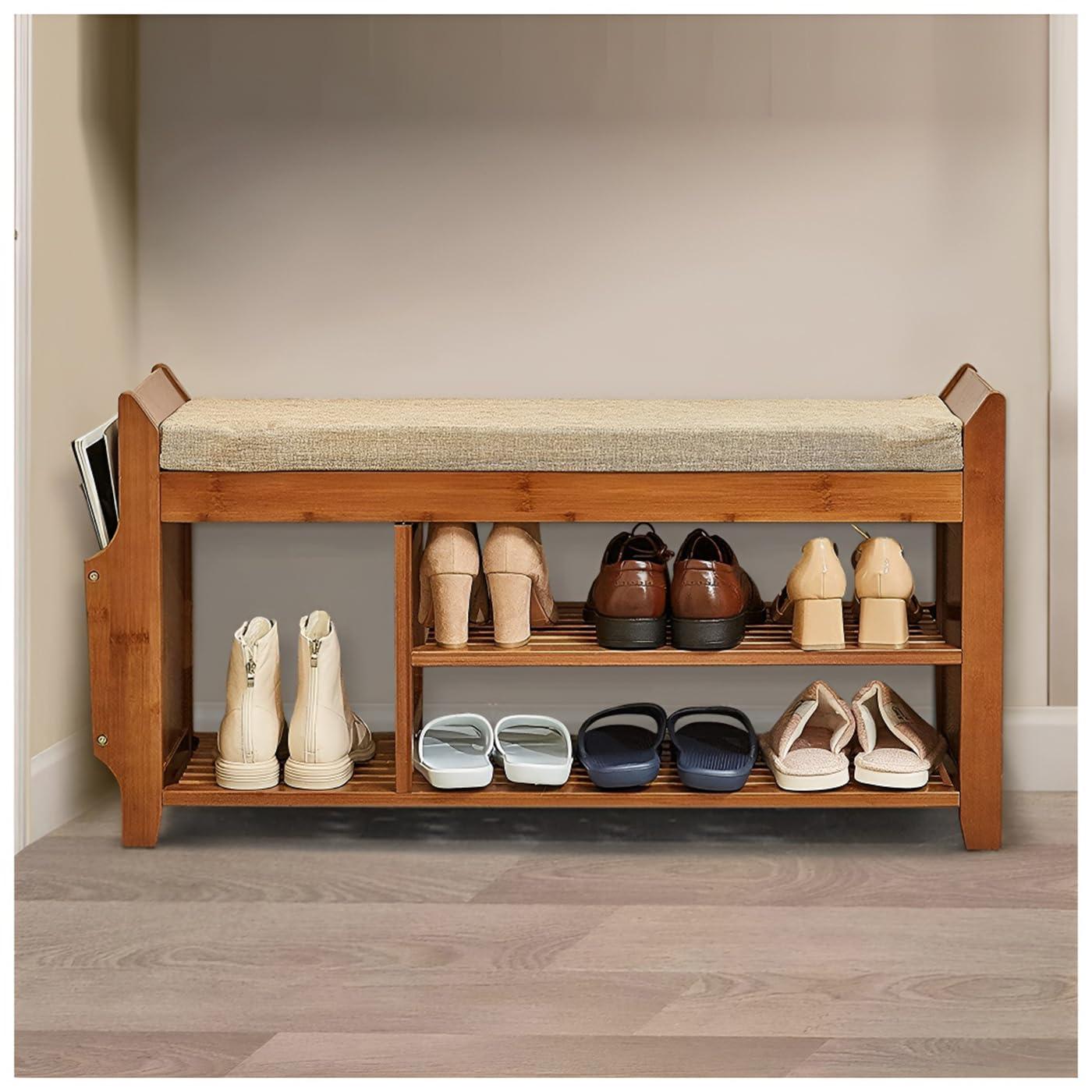 Banc de sport industriel gain de place avec meuble à chaussures intégré