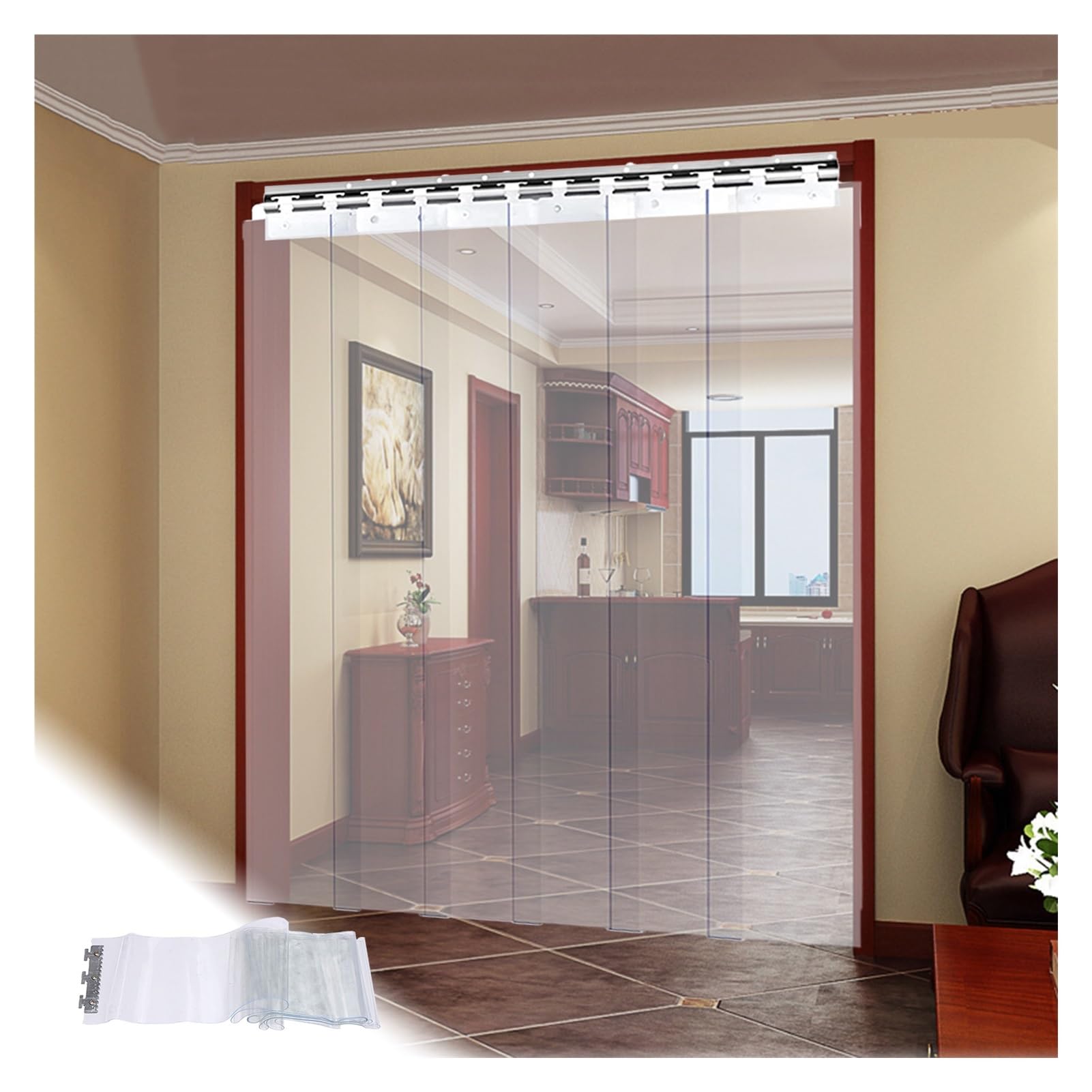 FBHappiness Plastic Strip Door Curtain Clear PVC Curtain Strips Pet House Door PVC Replacement Strips for Coolers and Warehouse Doors Transparent (Color : Clear, Size : 120x200cm/47.24x78.74in)