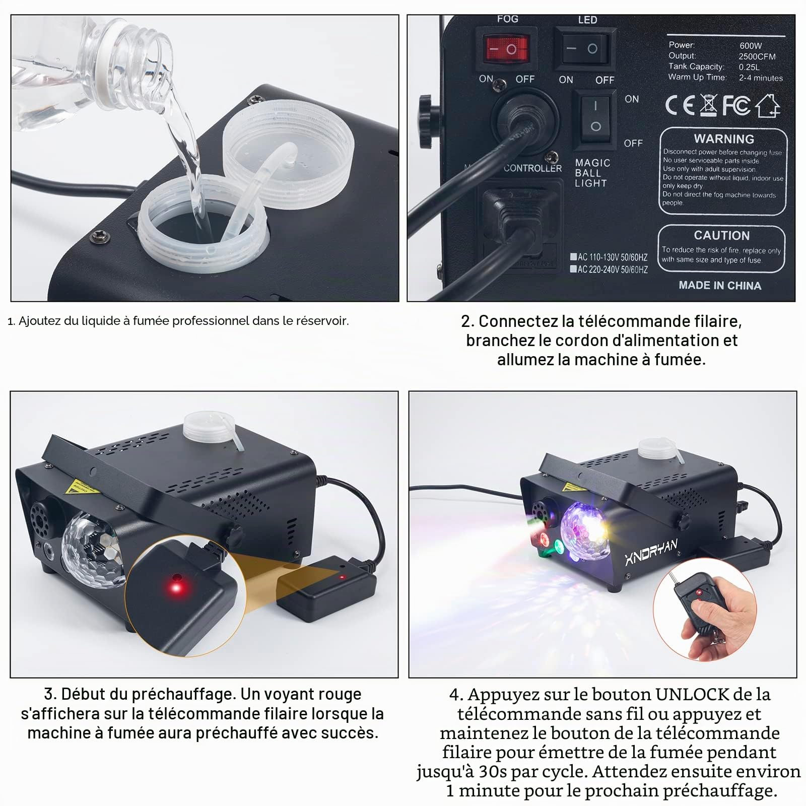 Machine à Fumée, 600W Machine à Brouillard avec Boule Disco, Fumée Halloween Professionnelle avec Fonction Auto-Spray, énorme Brouillard Parfait pour Fêtes, Mariages, événements DJ, Halloween