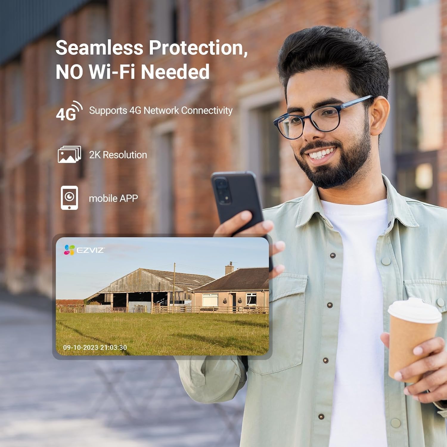 EZVIZ H8c 4G 2K Cámara de Seguridad WiFi para Exteriores Panorámica 350º Visión Nocturna