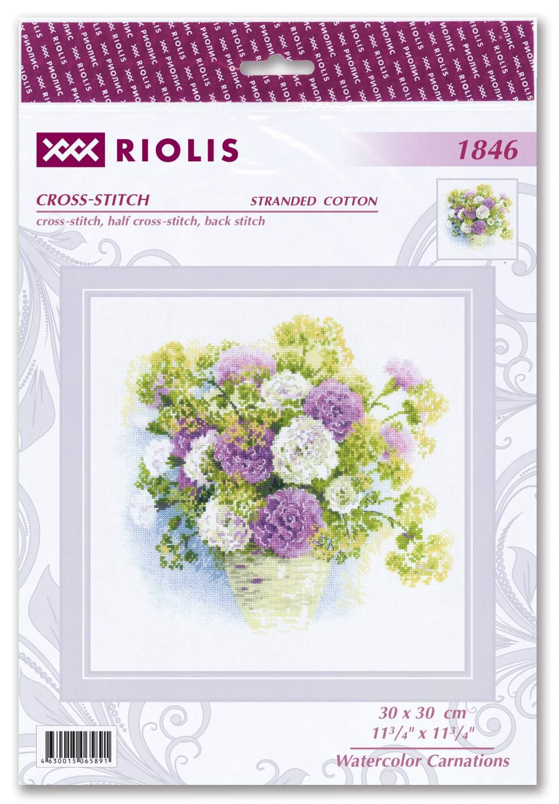 RIOLIS 1846 - Kit de punto de cruz (28 x 113 cm), diseño de ojales de acuarela de 14 hilos, color blanco