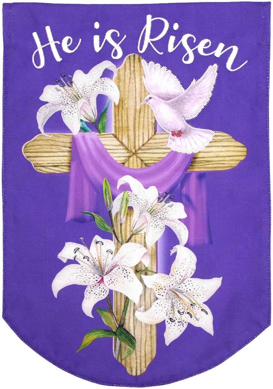Briarwood Lane Easter Cross Burlap Garden Flag