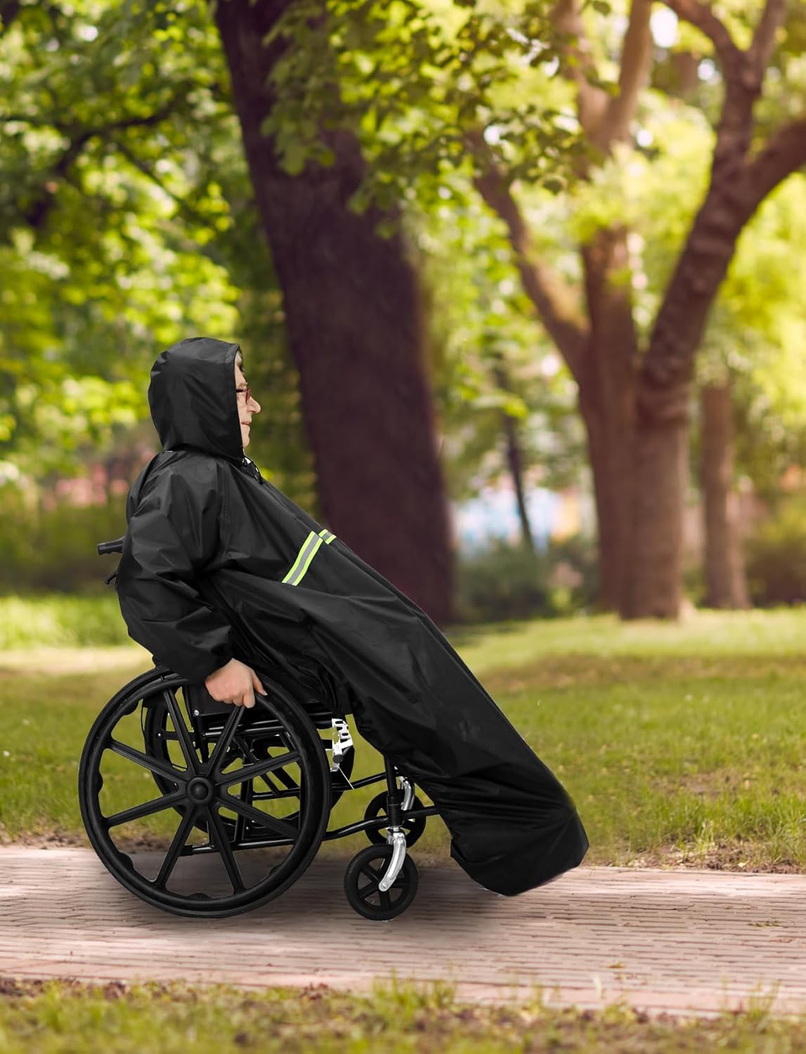 ANYOO Wheelchair Waterproof Poncho with Hood Reusable Cover Lightweight Poncho Cloak perfect for Adult - Image 2