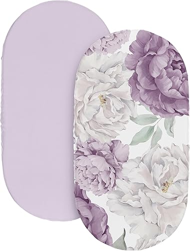 Miniatura 8 de Sweet Jojo Designs Sábana bajera ajustable para cuna de bebé de color morado lavanda, estilo bohemio, elegante, floral, para foto de bebé recién