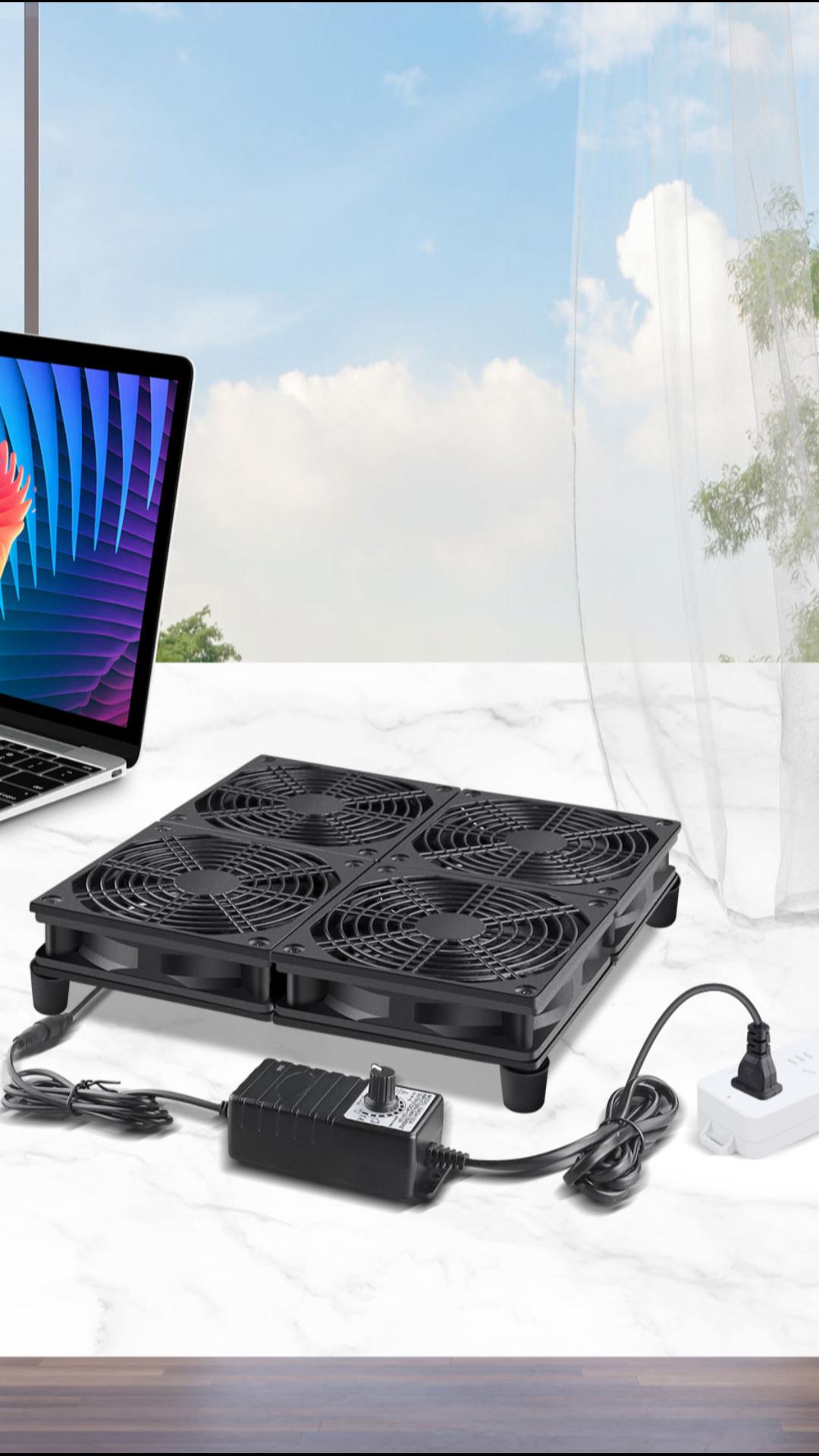 Wathai 120mm x 4 Router TV Box Fan 110v - 240v Big Airflow with