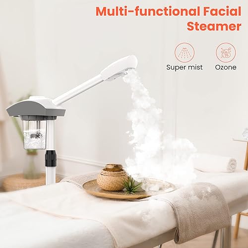 Miniatura 5 de TASALON Máquina de vapor facial profesional sobre ruedas, vaporizador esteticista de pie con niebla de ozono caliente, facial para rejuvenecimiento