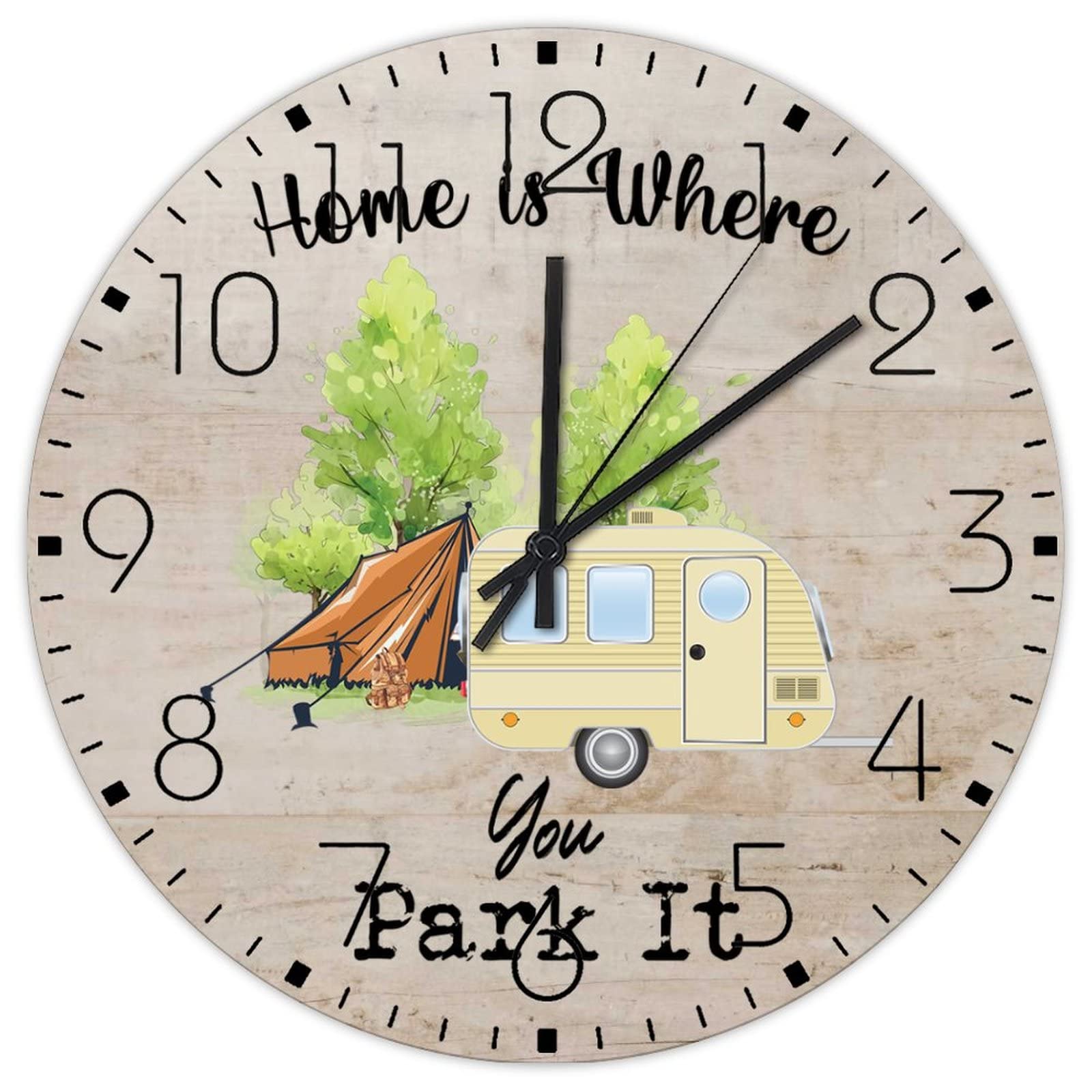 Horloge murale en bois 38 cm rustique pour décoration d'hôtel et entrée