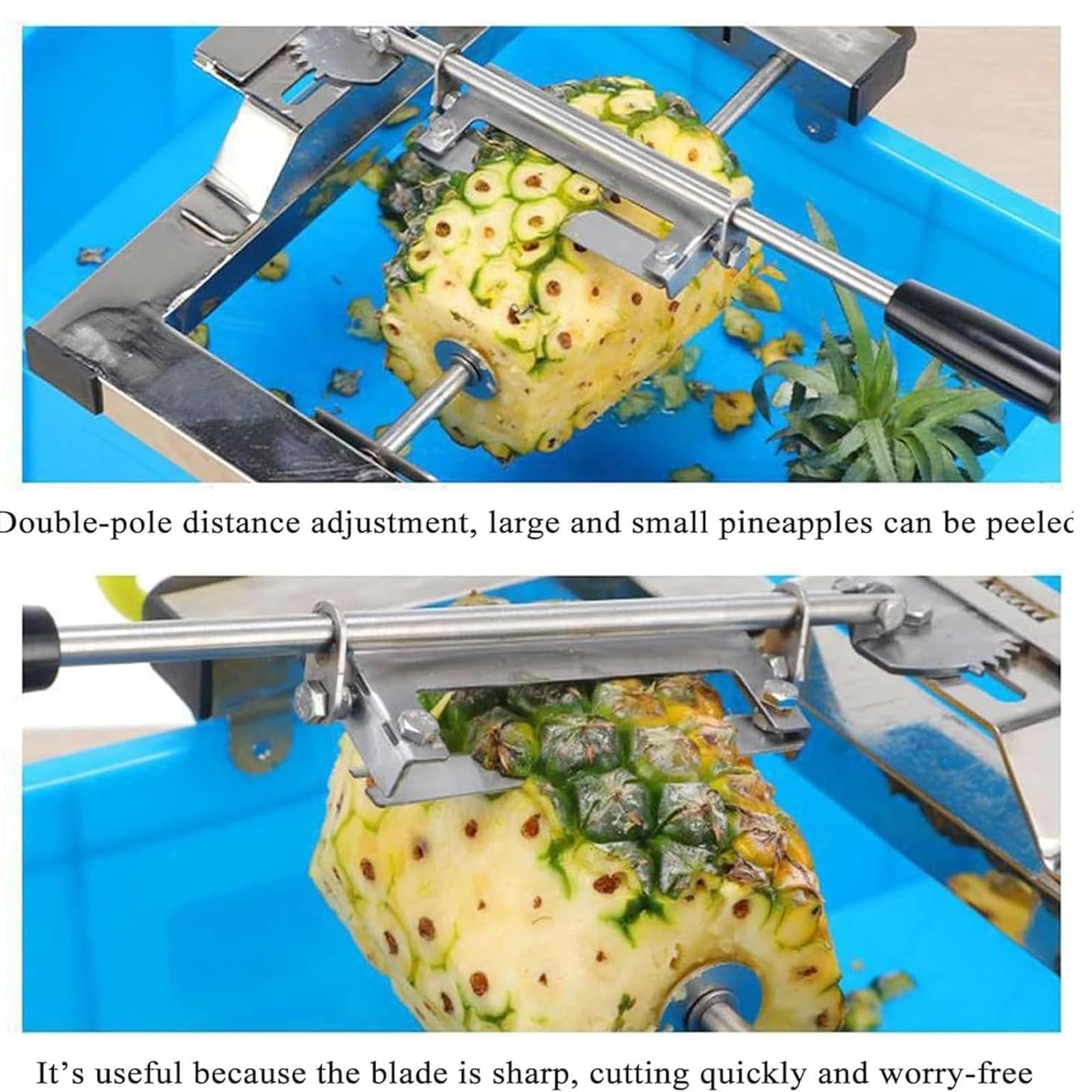 Ananas-Schäl- und Schneidemaschine, kommerzielle Ausrüstung aus Edelstahl für eine effiziente Obstverarbeitung in verschiedenen Einstellungen