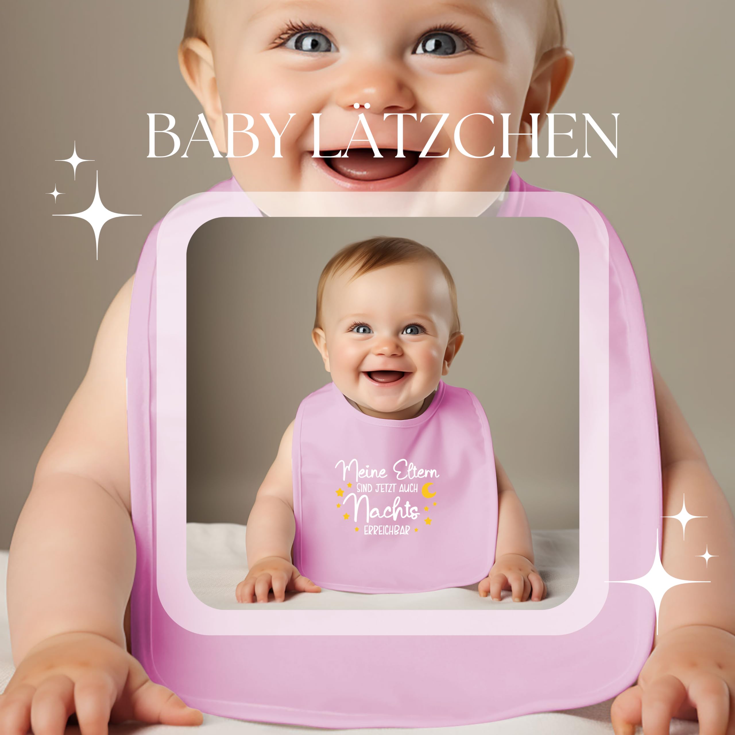 Trend Mama® | Sprüche Windeltorte | Meine Eltern sind jetzt auch Nachts erreichbar| 24 Windeln (Gr.2) Baby Lätzchen, Babysocken | Baby Party Geschenk (Rosa)