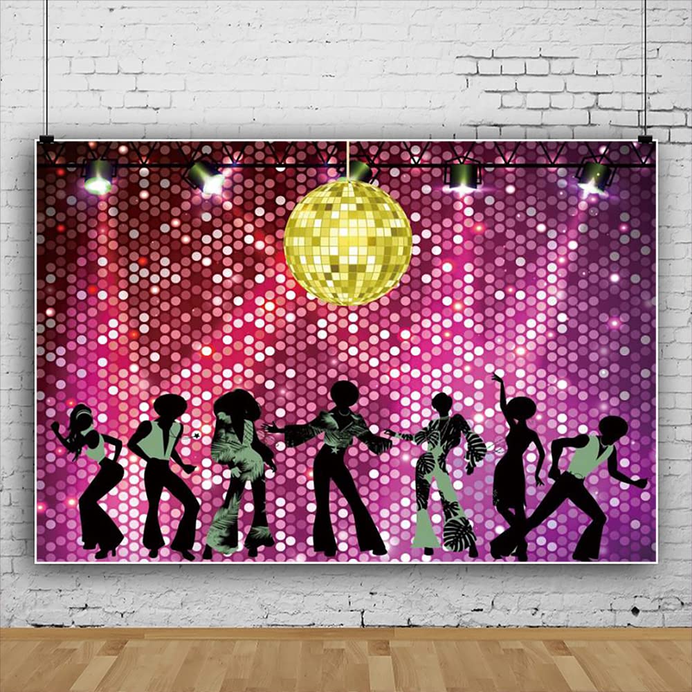 Renaiss 15x10ft Disco Party Backdrop Shining Neon Night 70s 80s 90s Disco Fever Dancers Photography Background Ballroom Music Party Decorations Supplies Photo Booth Props - Image 3