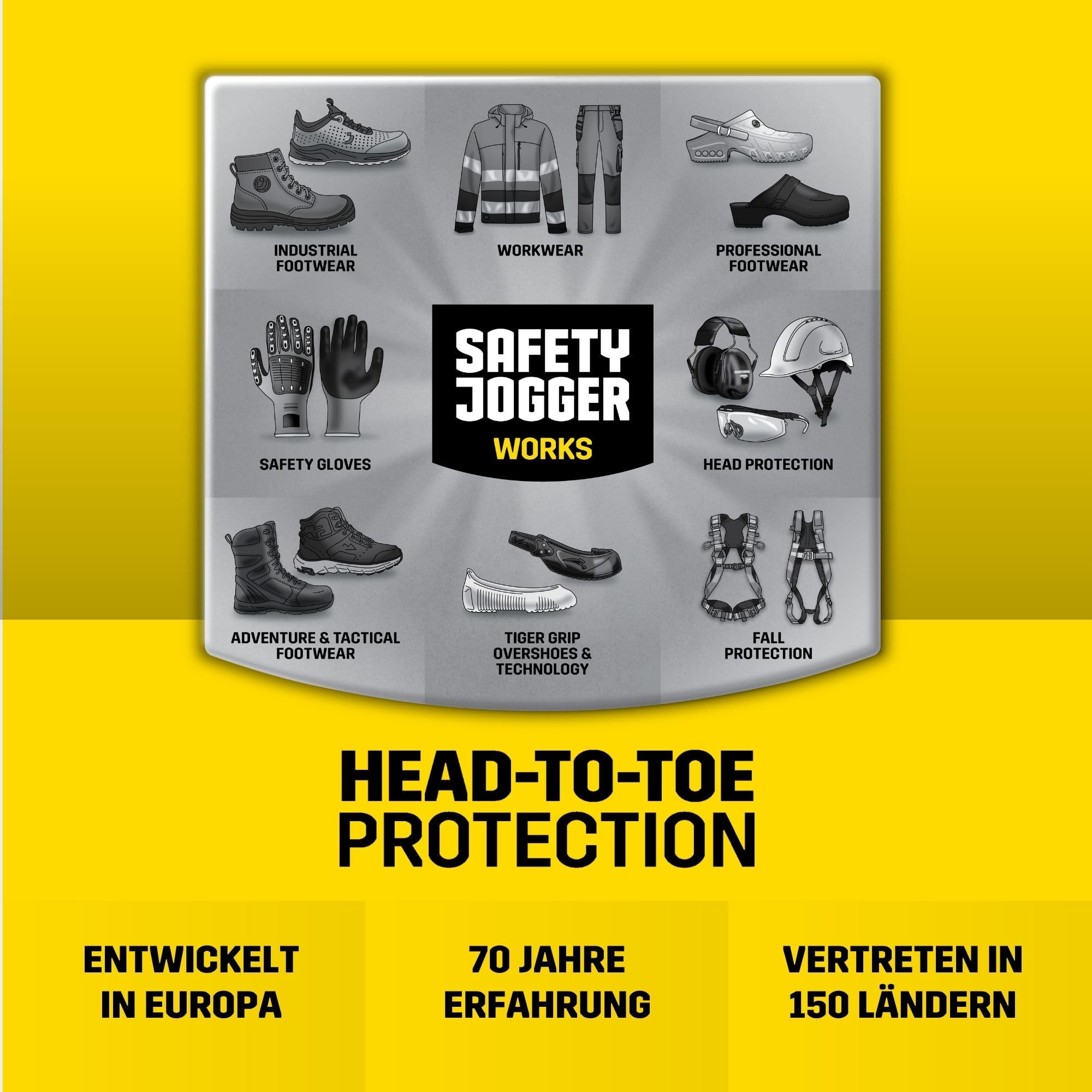 SAFETY JOGGER - Freedom S1PS TLS - Leichte Sicherheitsschuhe - Schwarz | Atmungsaktive und Bequeme Arbeitsschuhe Herren und Damen mit breiter Kunststoffkappe, Drehverschluss, ESD und Barfuß Design