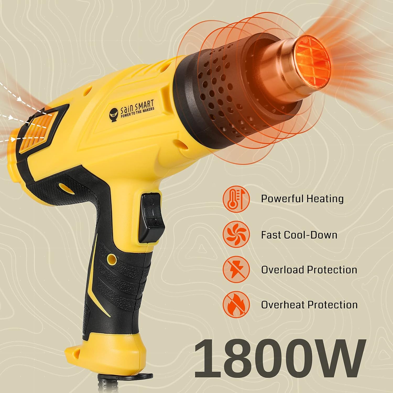 SainSmart 1800W Heat Gun+SainSmart 20 x 14 Inch Large Silicone Soldering Mat with with ESD Wrist Strap