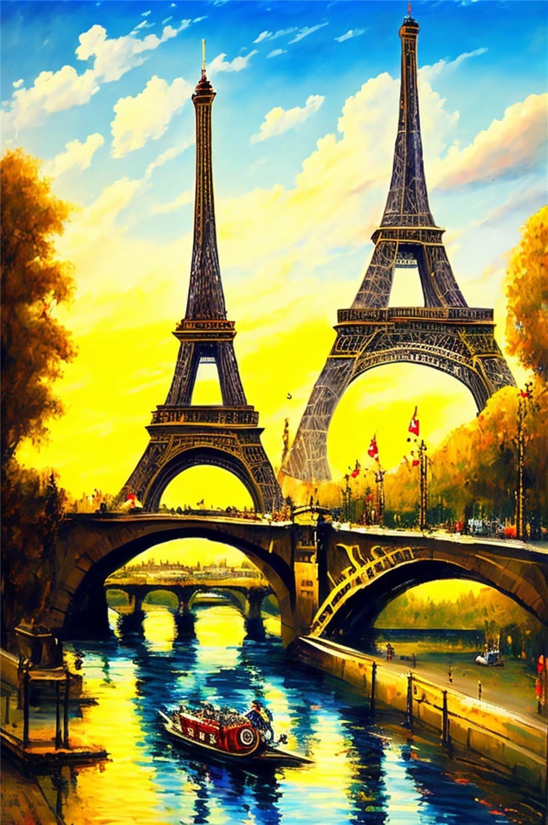 Peinture diamant Tour de Paris 5D pour adulte : un kit complet de loisirs créatifs 70x90cm