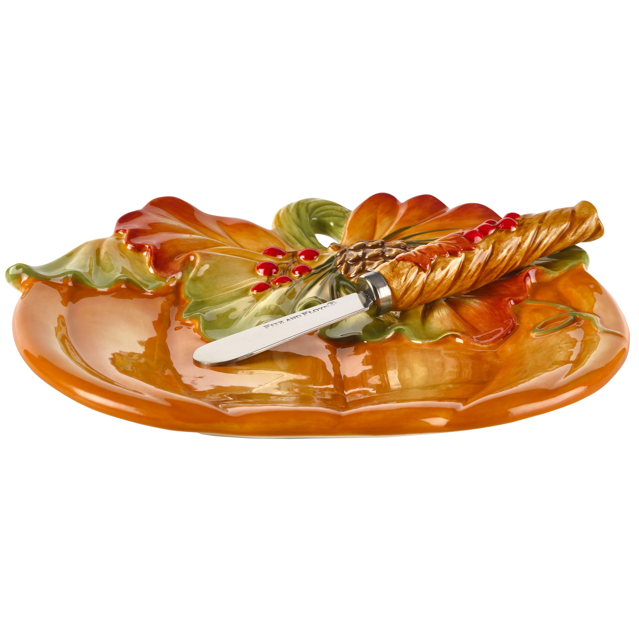 Fitz and Floyd Herbsternte Kürbis Snack Vorspeisenteller mit Streuer, 17,8 cm