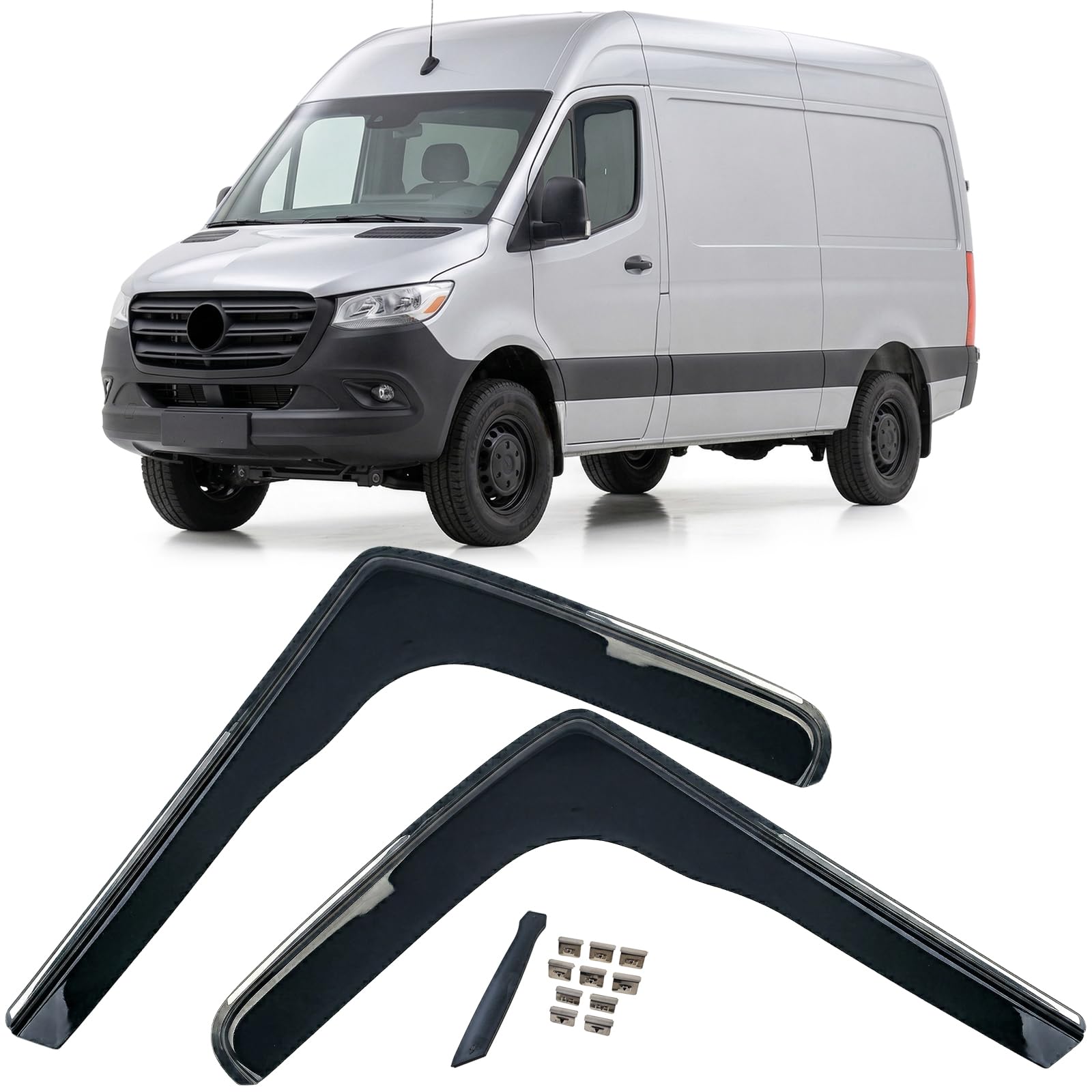 Windabweiser Regenabweiser 2-teilig Schwarz Mercedes Sprinter 907 2018