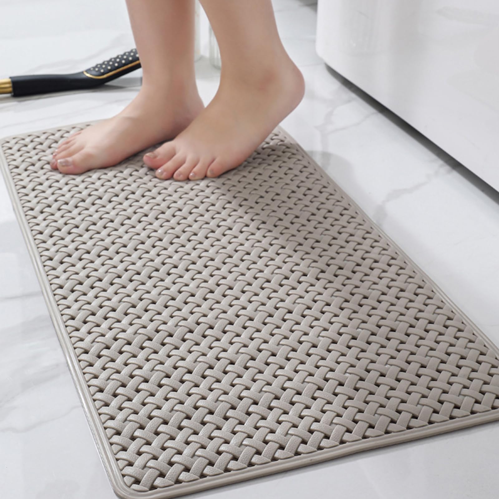 Weich Duschmatte rutschfest mit Gewebtes Texturdesign, Sicherheits Badewannenmatte Badematte mit Ablauflöchern, Antirutschmatte Dusche für Badewanne und Nassbereiche,A,48x78cm/19x31in