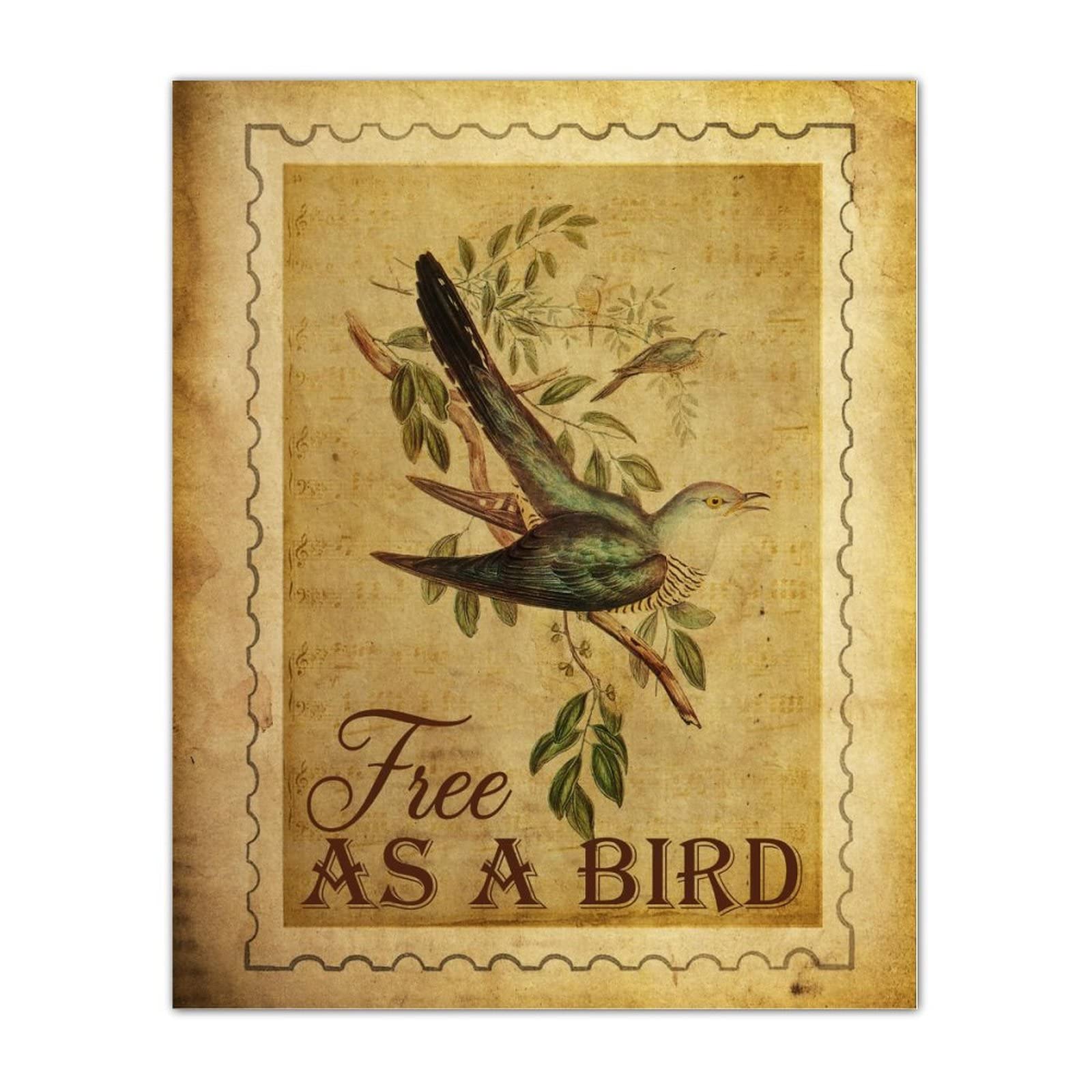 Plaque en bois Free As A Bird 40x50 cm pour décorer une chambre d'enfant mansardée