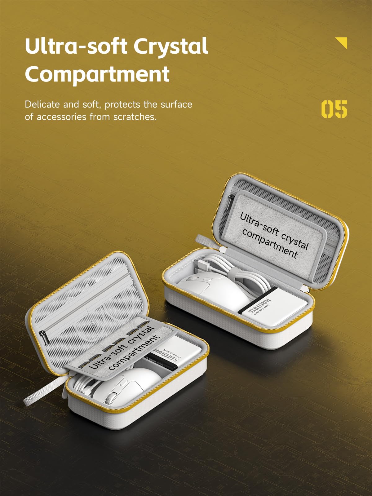Hagibis Organiseur électronique de Voyage en EVA Rigide PU Pochette de Transport Portable pour Souris, Chargeur, câbles, Banque d'alimentation, Cartes SD, disques Flash USB, Accessoires (Blanc)