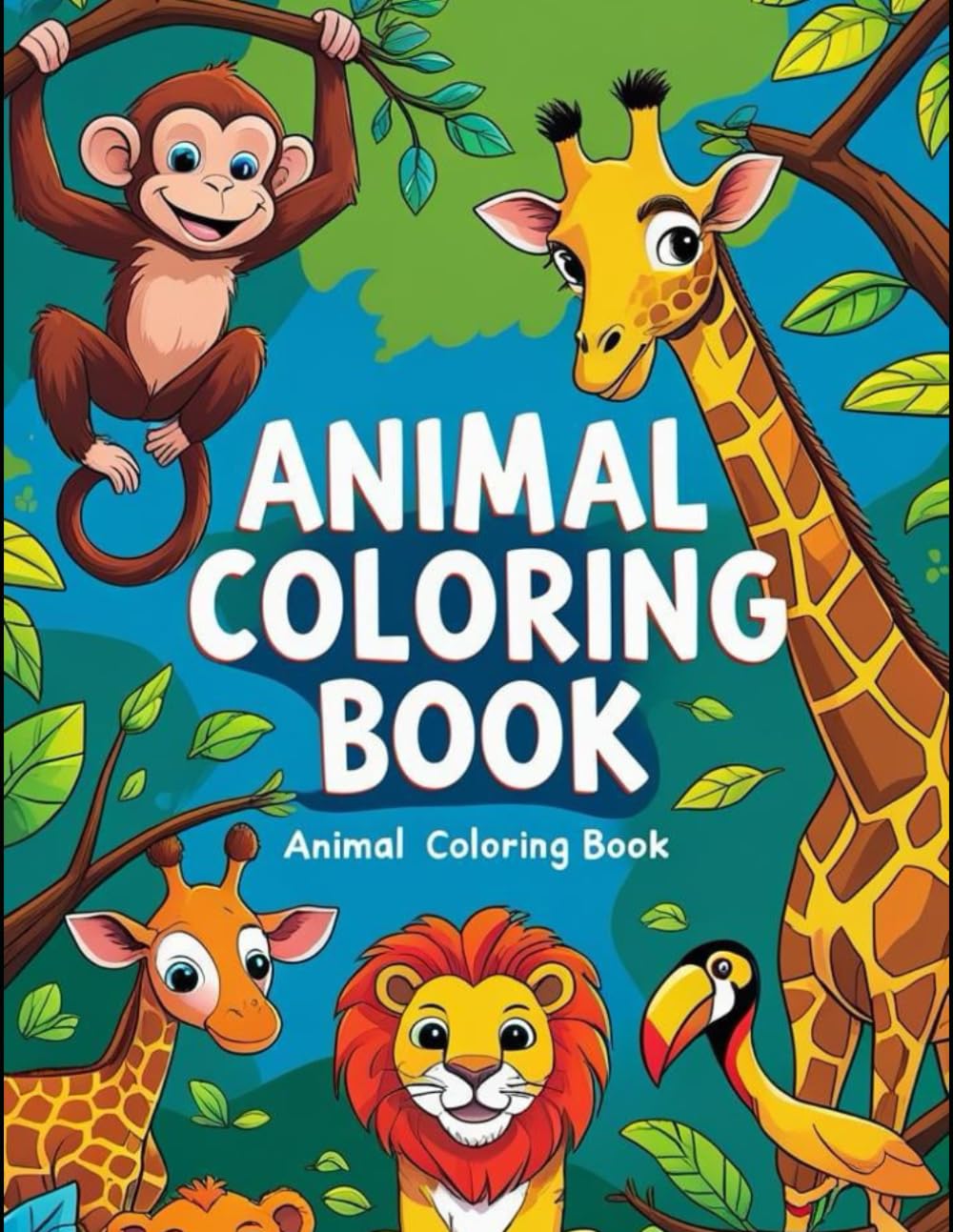 Animal colouring book : For Childrens age 3+ (Coloring books for kids, bold and easy and simple big design for relaxation featuring animals)
