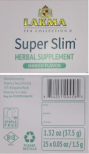 Miniatura 2 de Lakma Wellness - Té súper delgado con sabor a mango 25 bolsas de té sin OMC sin gluten sin lácteos sin azúcar y 100 natural descafeinado