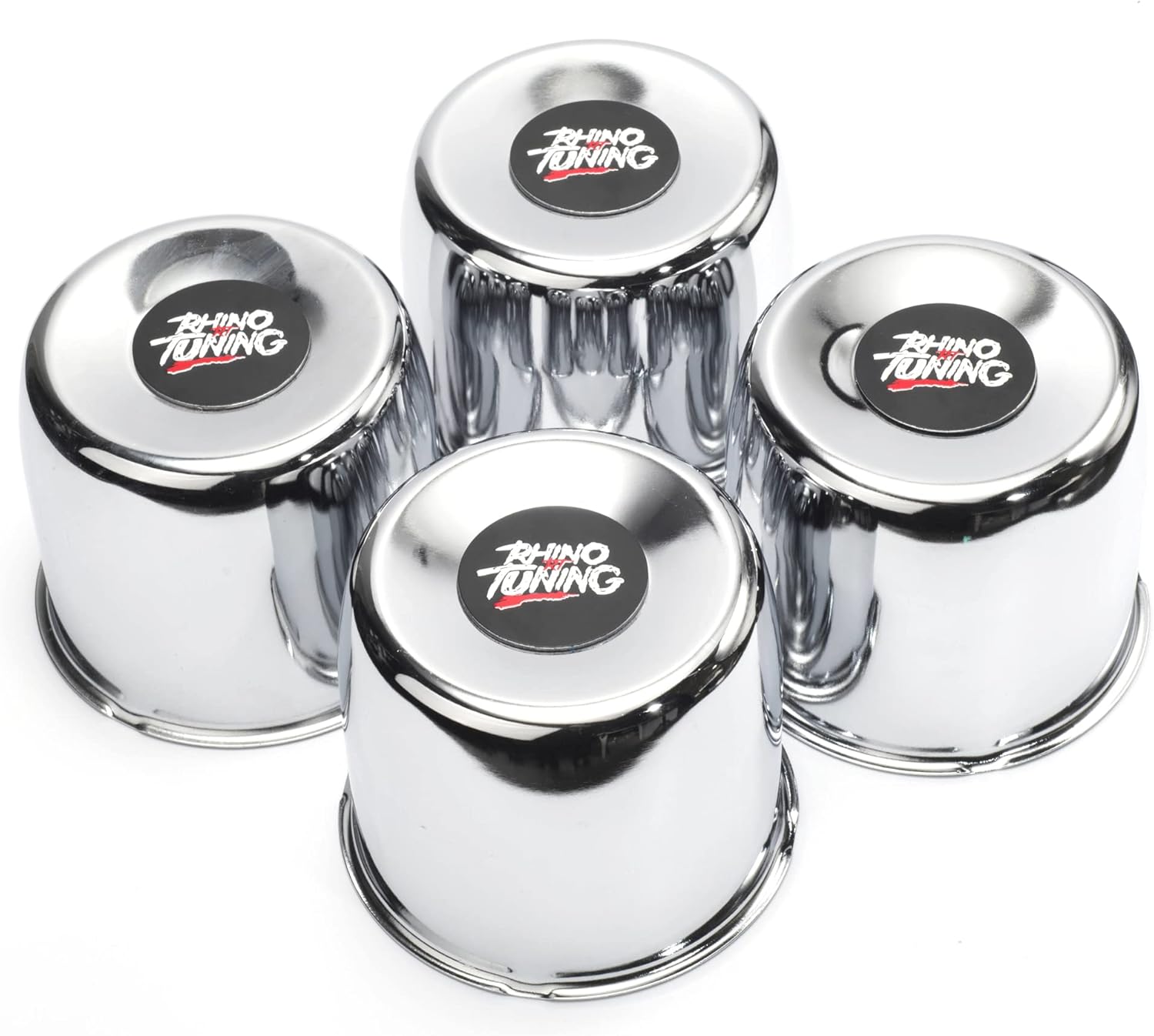 RTrhinotuning 4 PCS 4.25" 108 mm Wheel Center Caps for Truck Trailer Rim Center Bore, 4.25" Hub, 3.66" Tall Chrome Push Through Hub Caps