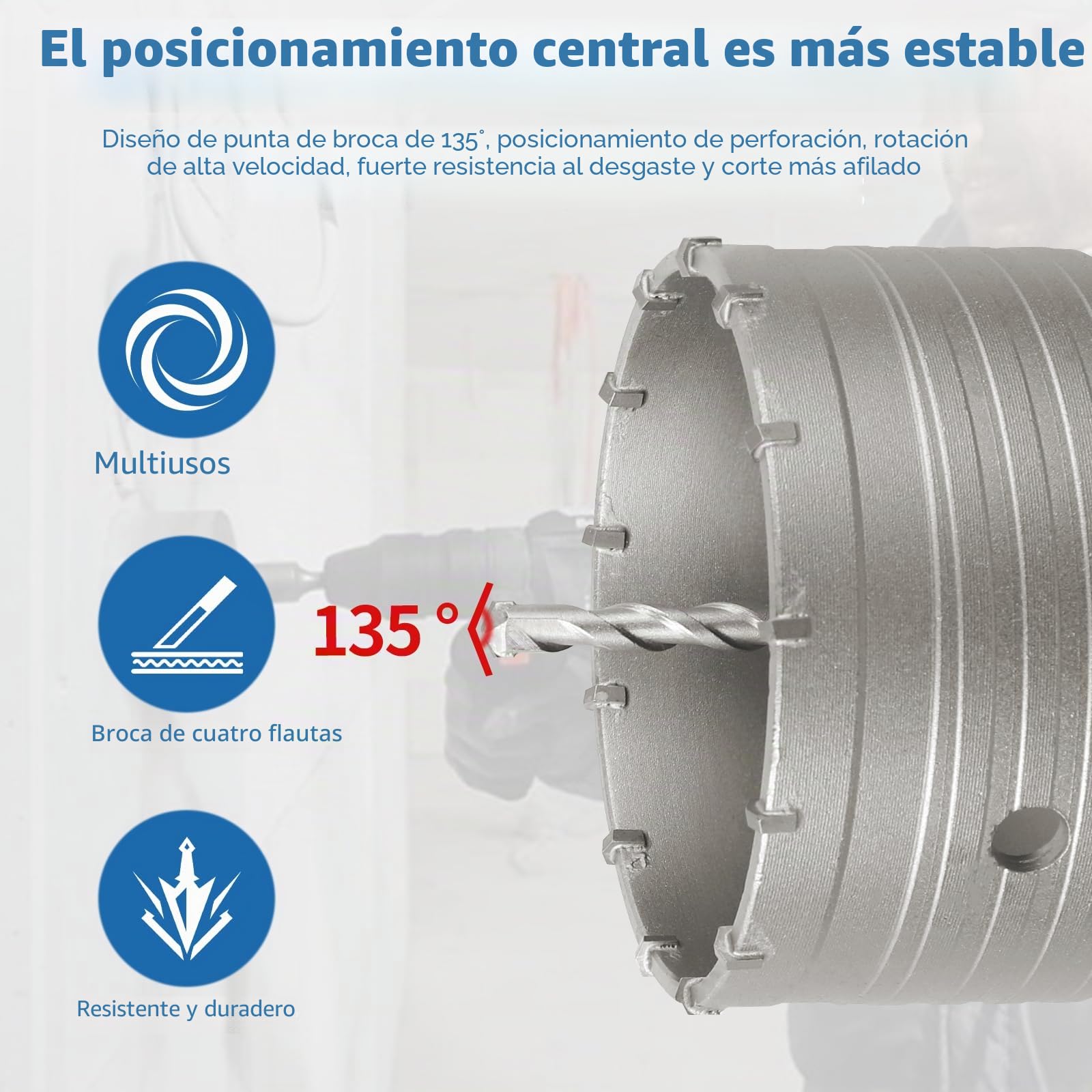 EXLECO 16 pcs Sierra Corona Set Broca para Muro de Hormigón Taladro Hueco Broca Sierra, 7 corona hormigon 30 40 50 65 80 100 110mm mit 100/300mm SDS Plus & SDS Max 6 Taladro Centrado, Brocas Hormigón
