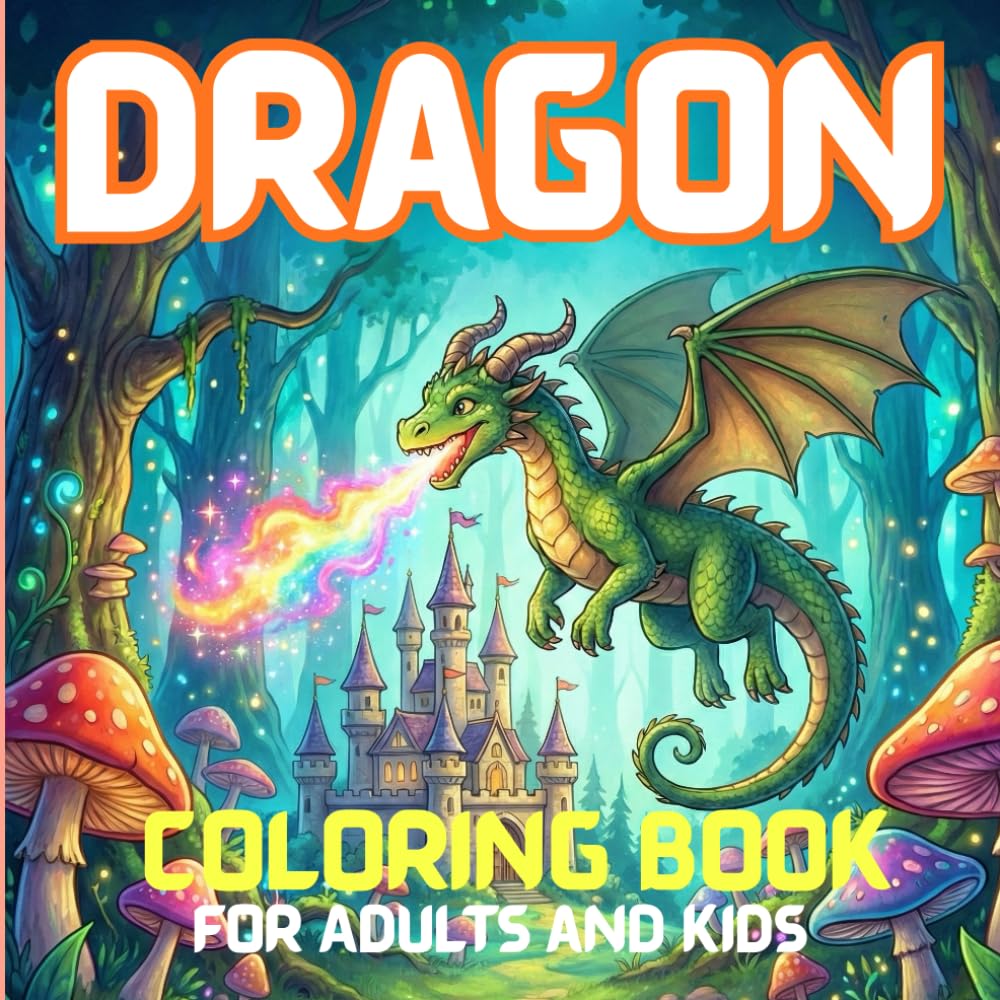 Dragon Coloring Book For Adults and Kids: Enchanting Creatures, Mythic Landscapes, Magical Fantasy for Stress Relief and Relaxation /