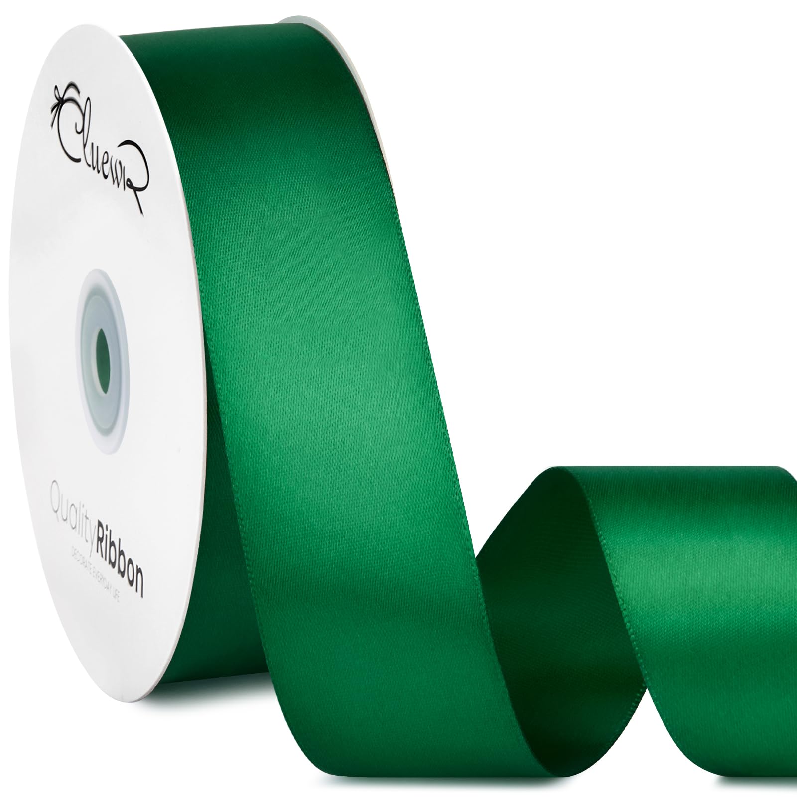 Double Faced Emerald Green Satin Ribbon, 1-1/2 Inches 50 Yards Fabric Ribbon Roll for Flower Bouquets, Gift Wrapping, Handmade Craft, Wedding Party Decoration