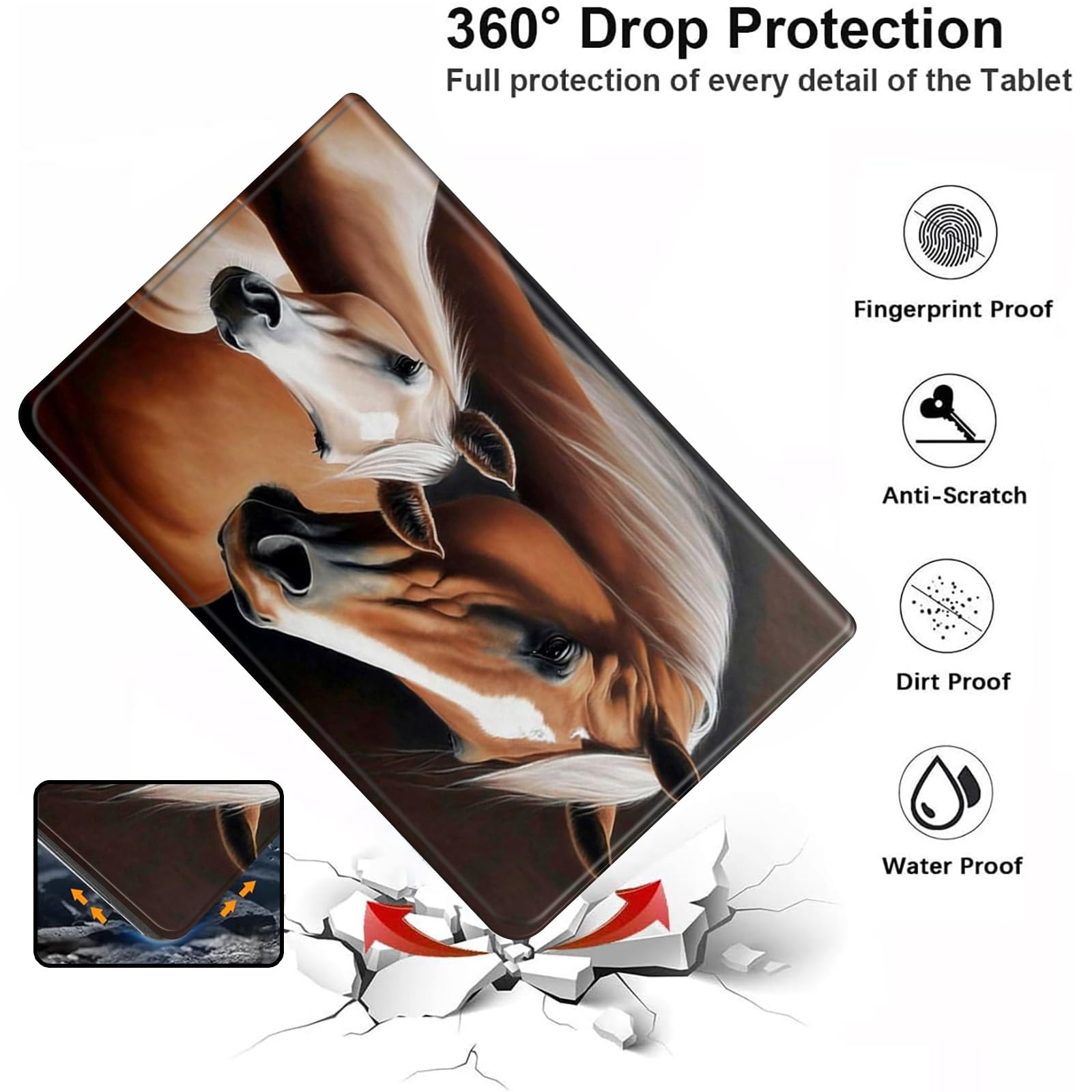 Funda para Kindle Scribe de 10.2 pulgadas (lanzado en 2022), funda inteligente delgada de piel sintética con apagado y encendido automático para Kindle Scribe 2022 e-Reader, caballos marrones 2
