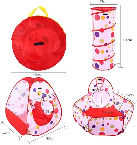 Miniatura 2 de Juego de 3 piezas para niños, casa de juego para bebés, túnel, bola, piscina, juguetes para interiores y exteriores