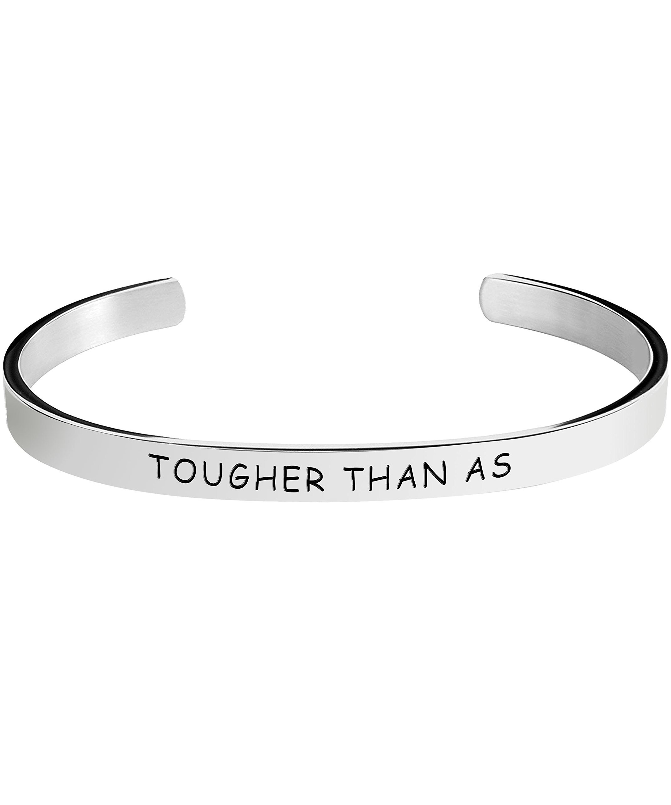 Herlica Ankylosing Spondylitis Awareness Bracelet - Tougher Than AS - Stamped Bracelets Jewelry Product Gifts for Men/Women